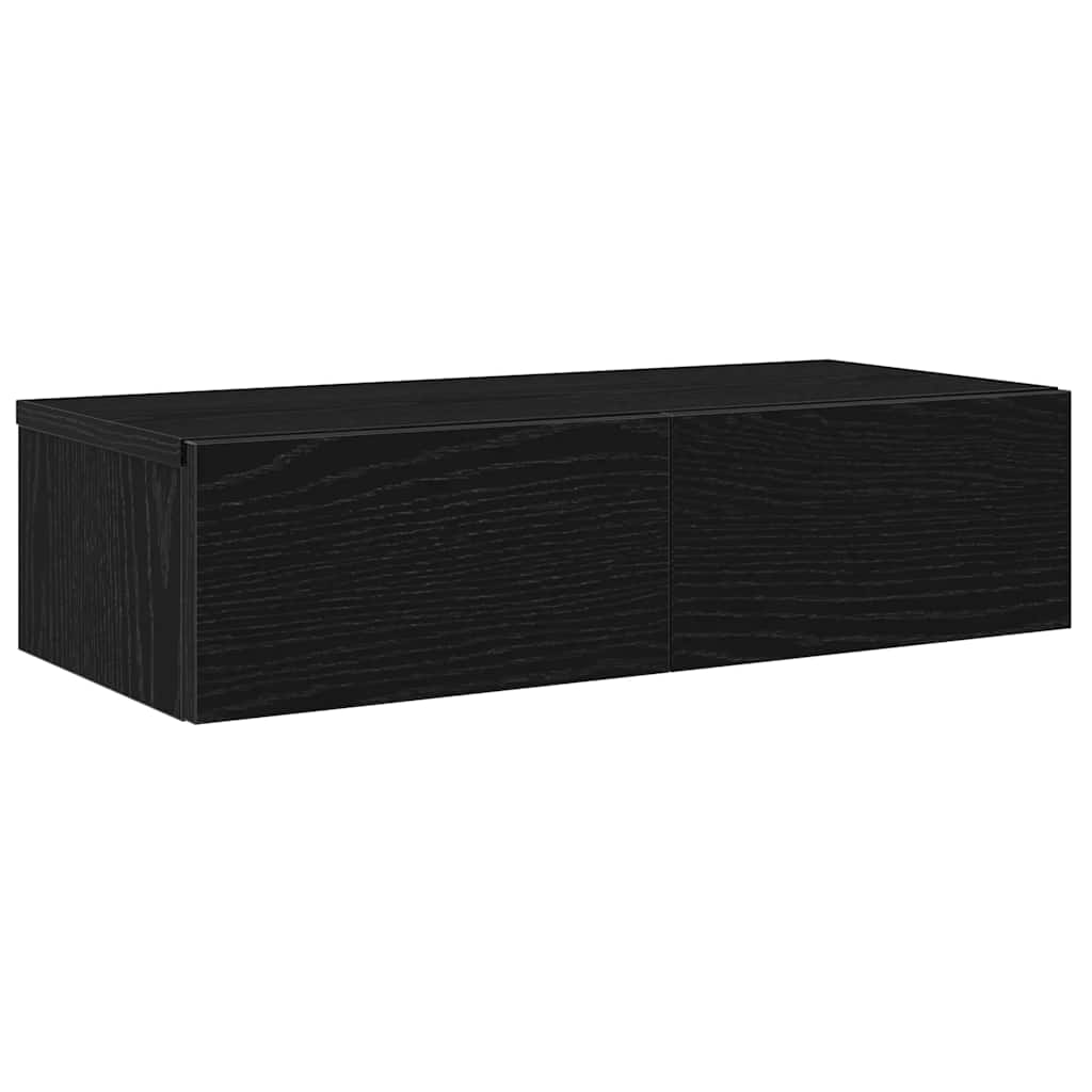 vidaXL Półka ścienna z szufladami, czarna, 60x26,5x15 cm