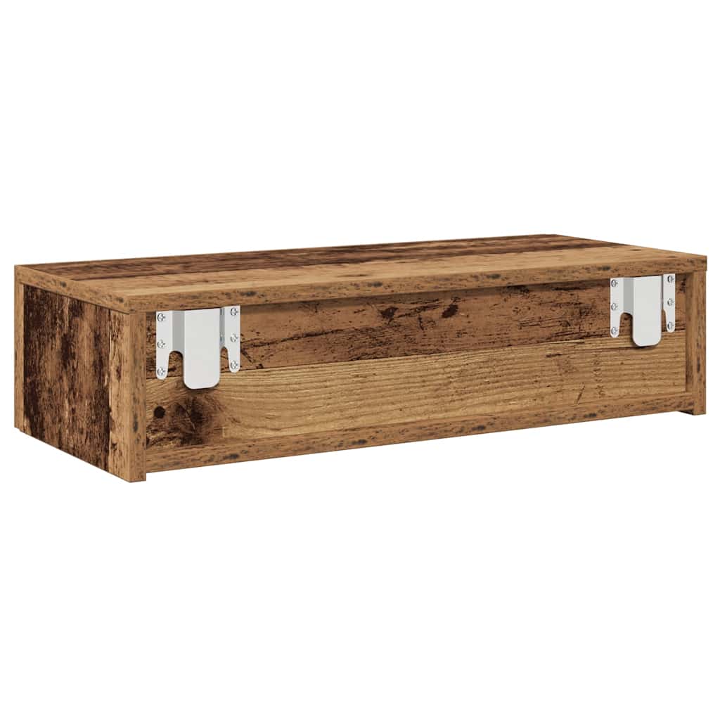 vidaXL Półka ścienna z szufladami, stare drewno, 60x26,5x15 cm