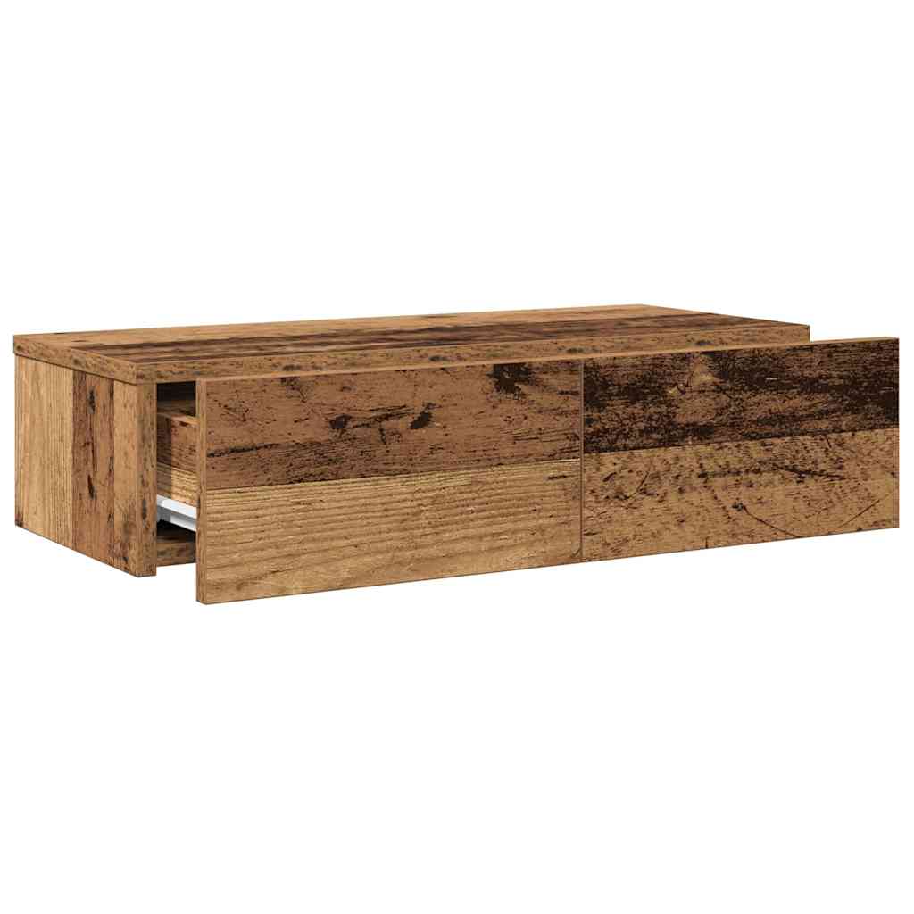 vidaXL Półka ścienna z szufladami, stare drewno, 60x26,5x15 cm