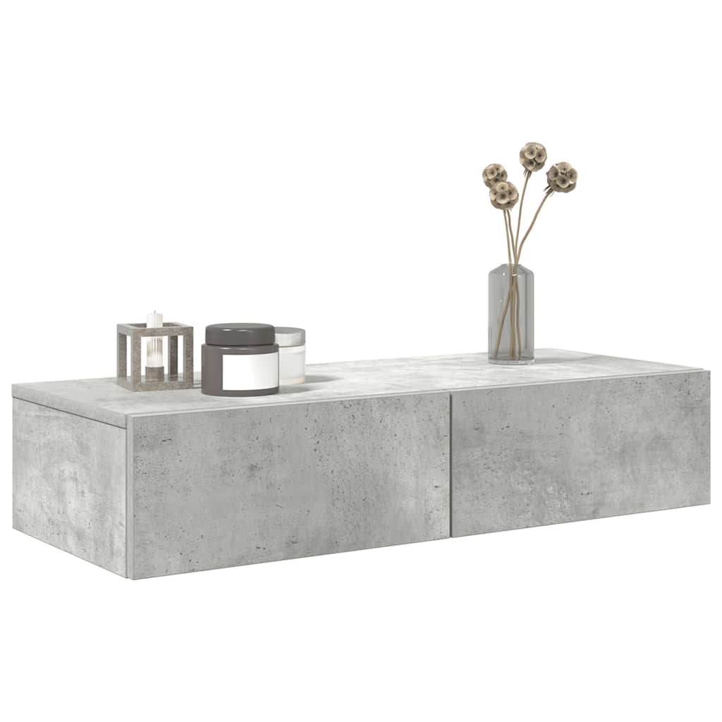 vidaXL Półka ścienna z szufladami, szarość betonu 80x33x17 cm