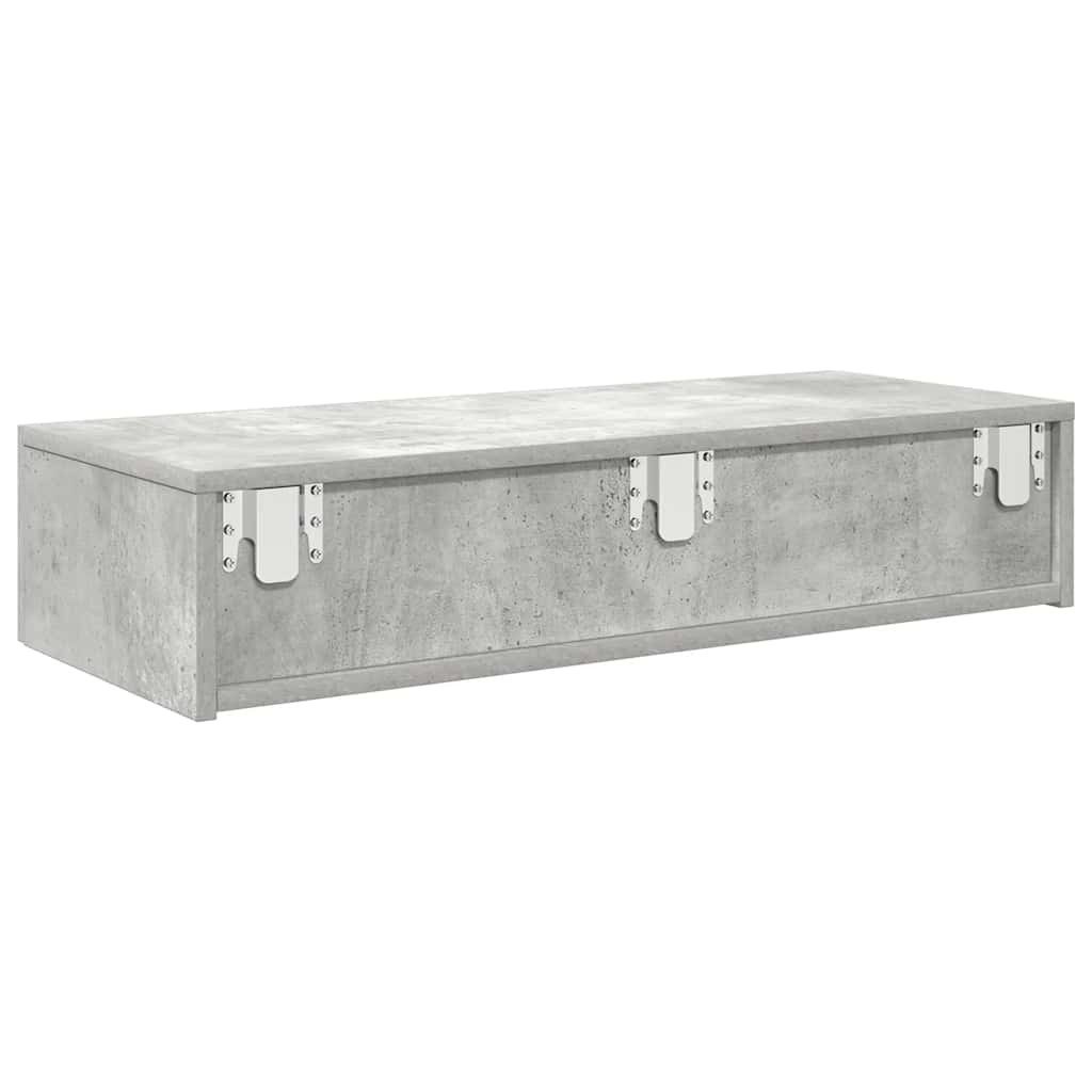 vidaXL Półka ścienna z szufladami, szarość betonu 80x33x17 cm