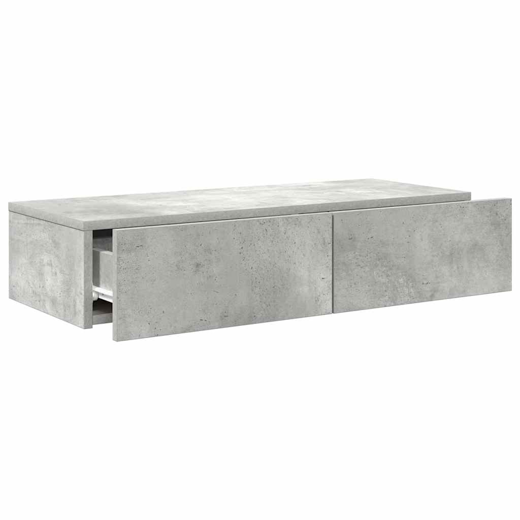 vidaXL Półka ścienna z szufladami, szarość betonu 80x33x17 cm