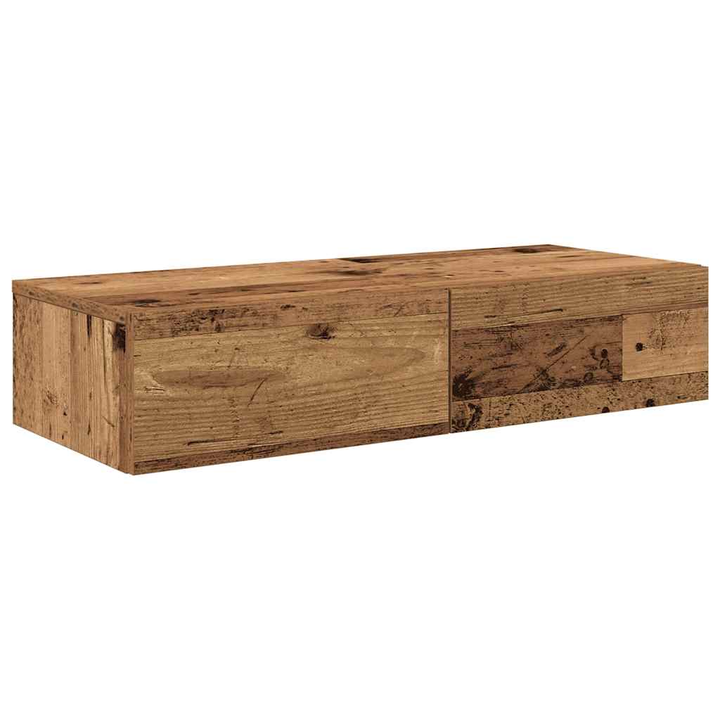 vidaXL Półka ścienna z szufladami, stare drewno, 80x33x17 cm