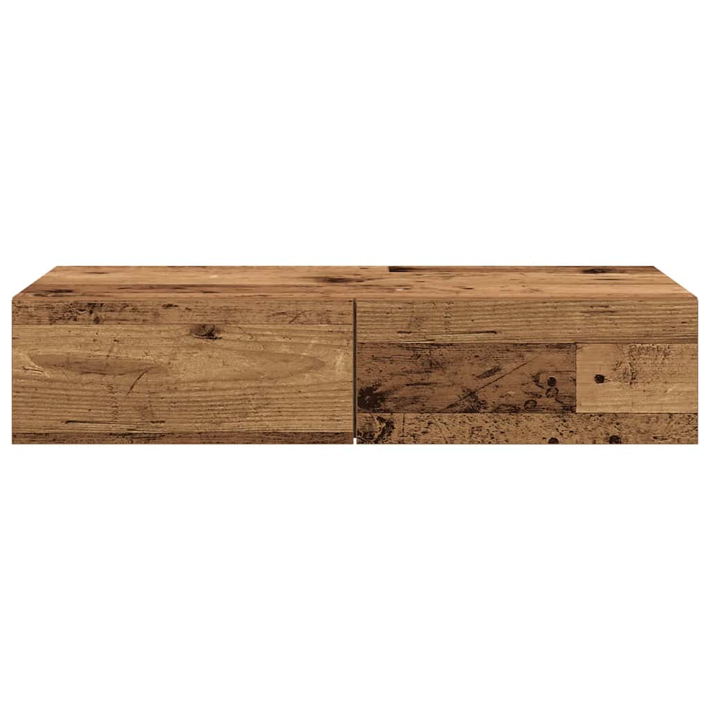 vidaXL Półka ścienna z szufladami, stare drewno, 80x33x17 cm