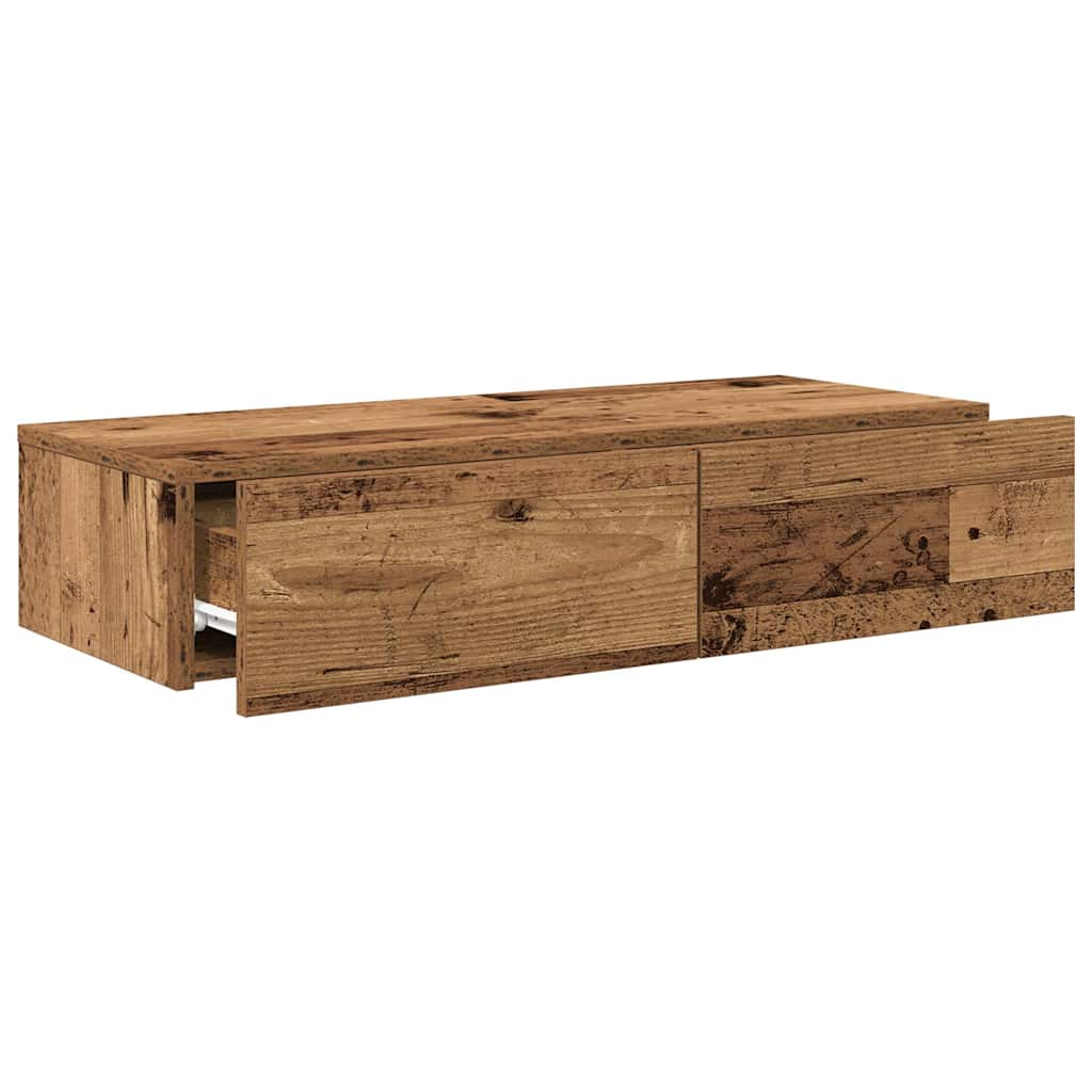 vidaXL Półka ścienna z szufladami, stare drewno, 80x33x17 cm