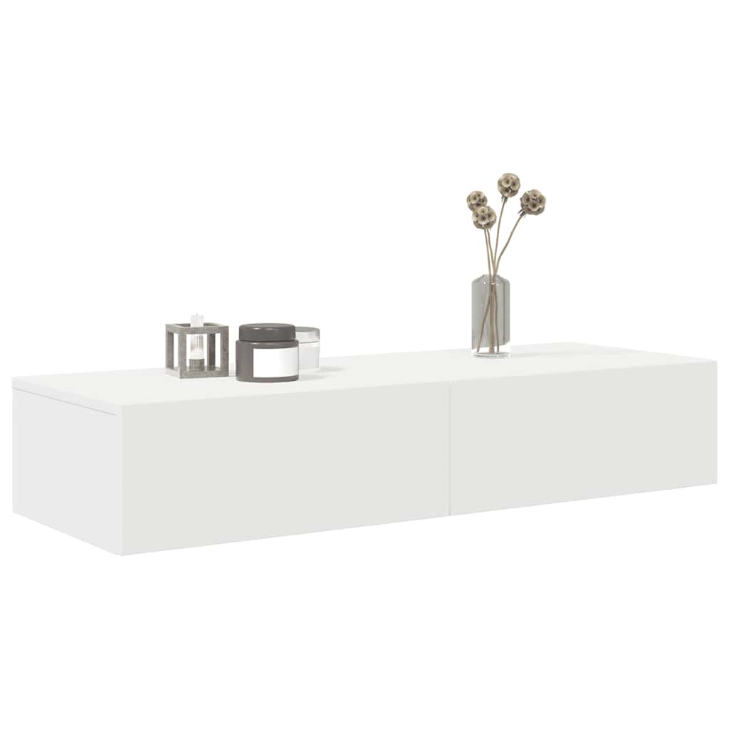 vidaXL Półka ścienna z szufladami, biała, 100x36x19 cm