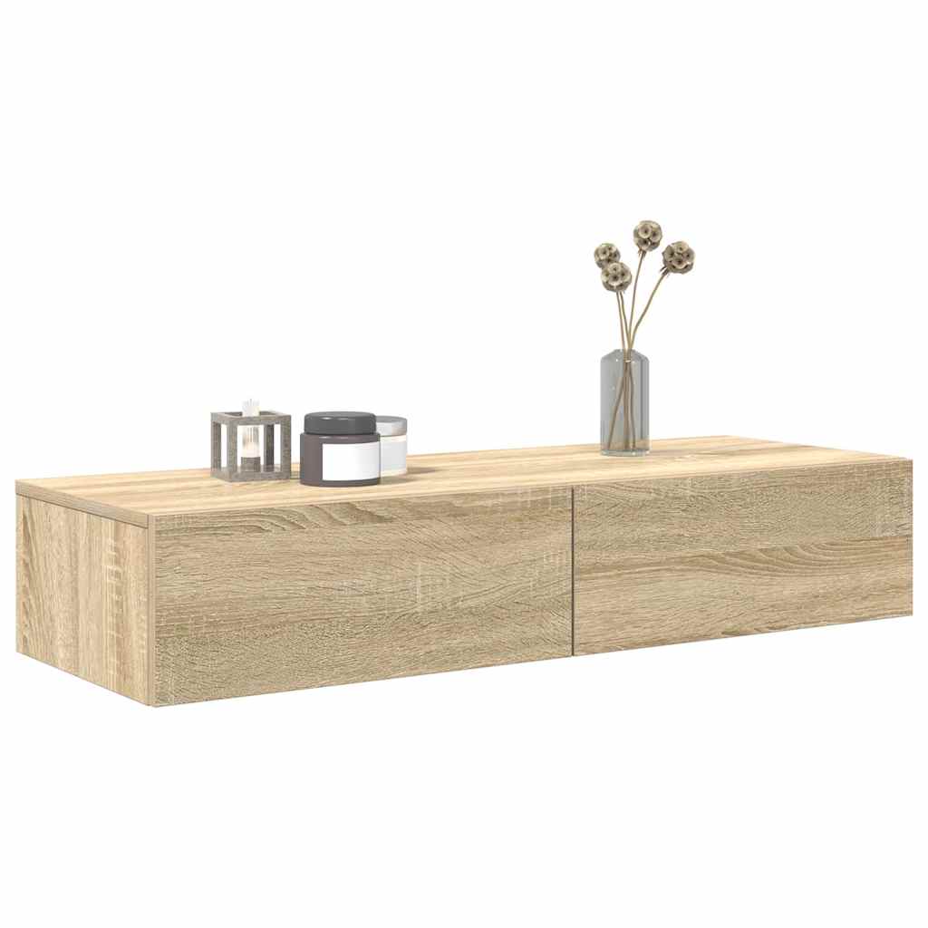 vidaXL Półka ścienna z szufladami, dąb sonoma, 100x36x19 cm