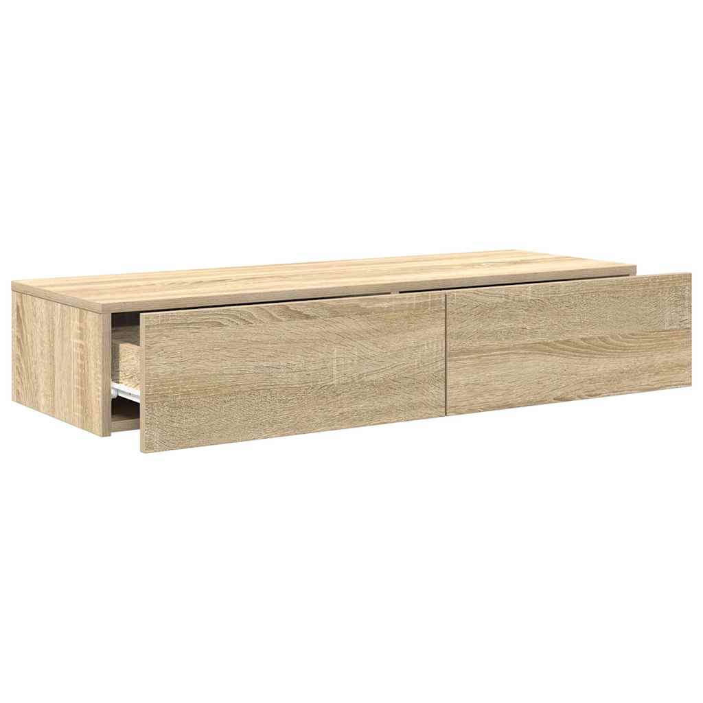 vidaXL Półka ścienna z szufladami, dąb sonoma, 100x36x19 cm