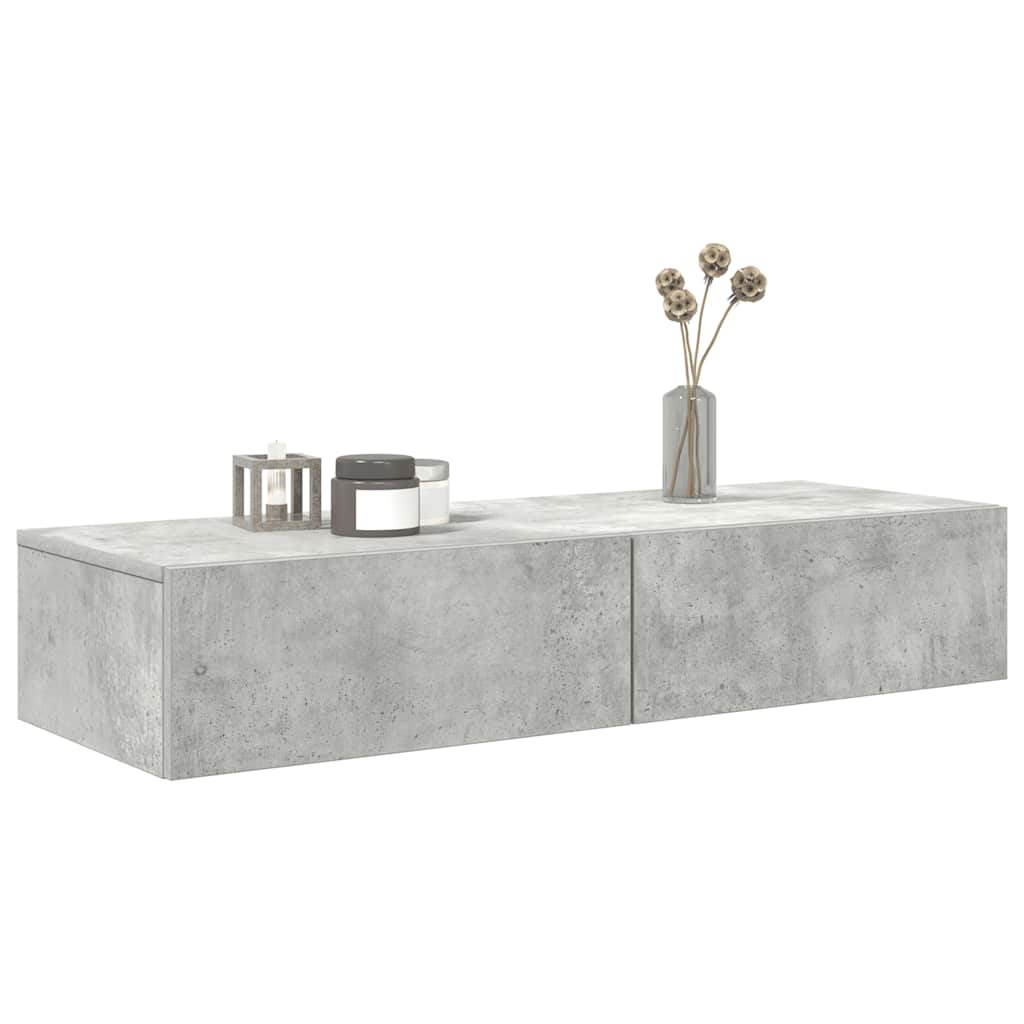 vidaXL Półka ścienna z szufladami, szarość betonu 100x36x19 cm