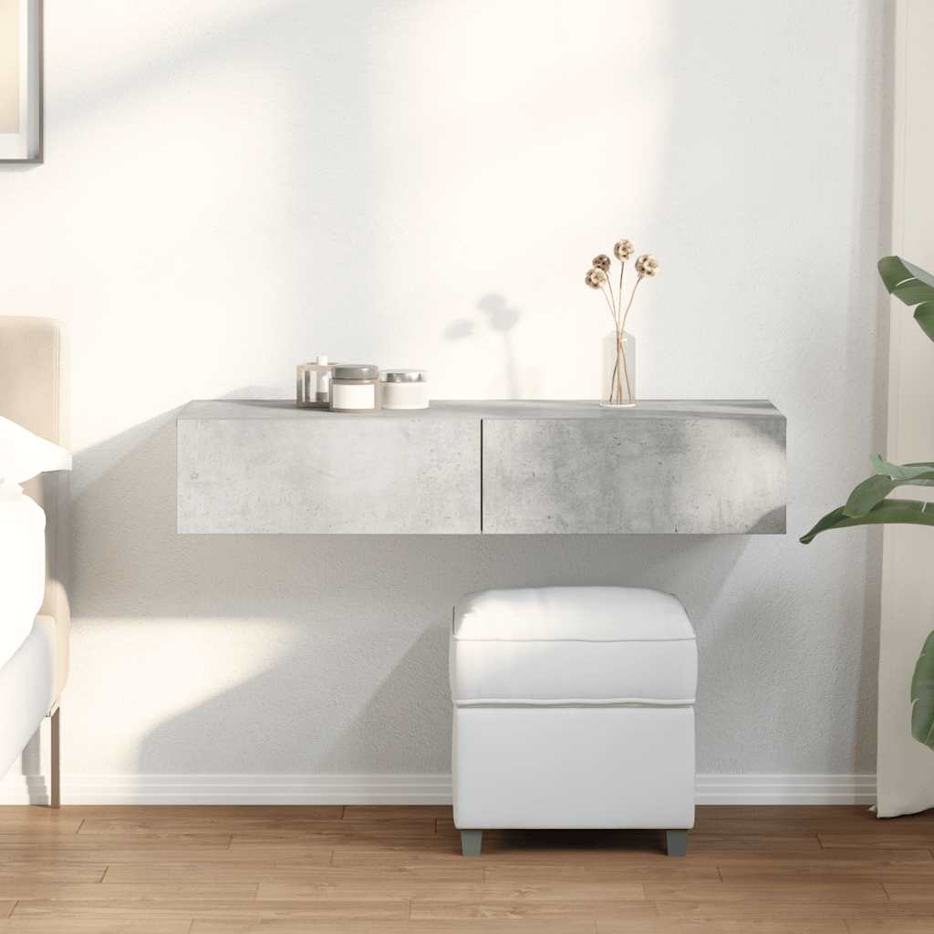 vidaXL Półka ścienna z szufladami, szarość betonu 100x36x19 cm