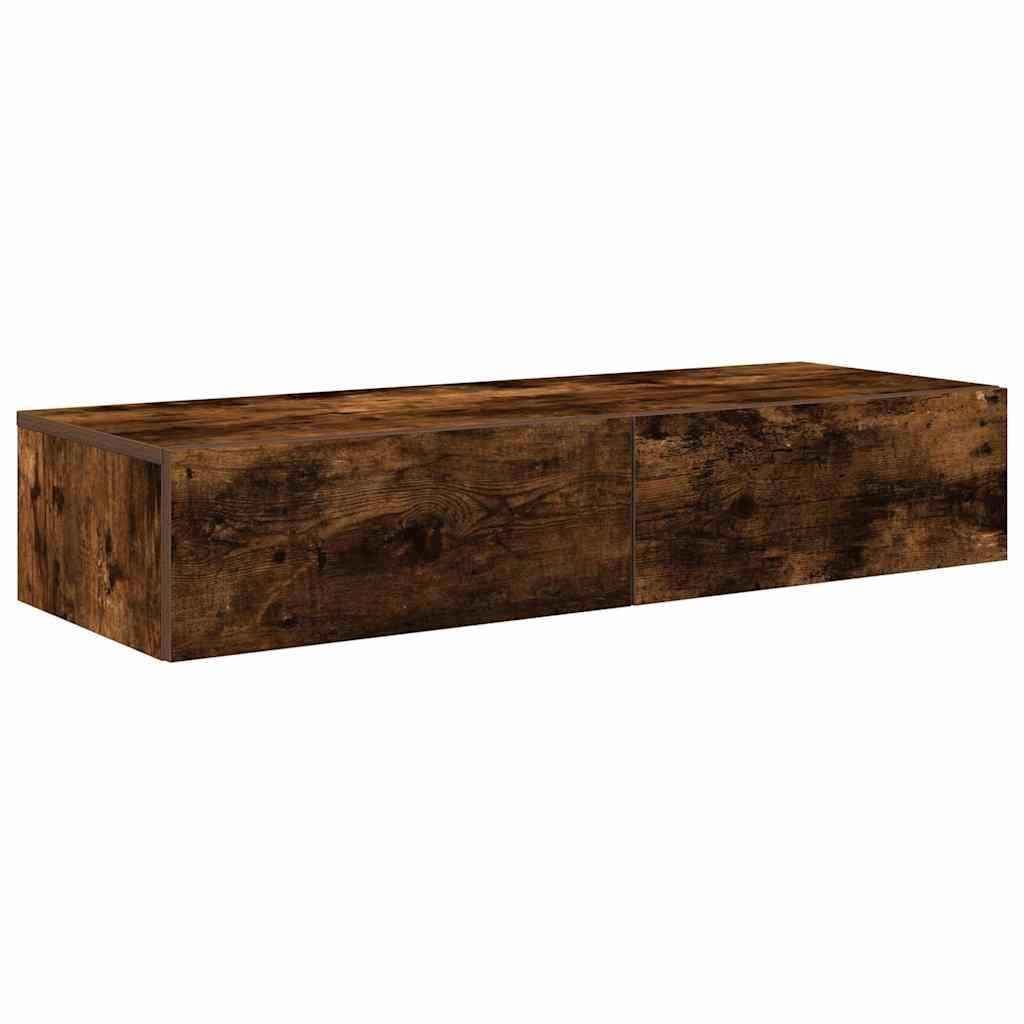 vidaXL Półka ścienna z szufladami, przydymiony dąb, 100x36x19 cm