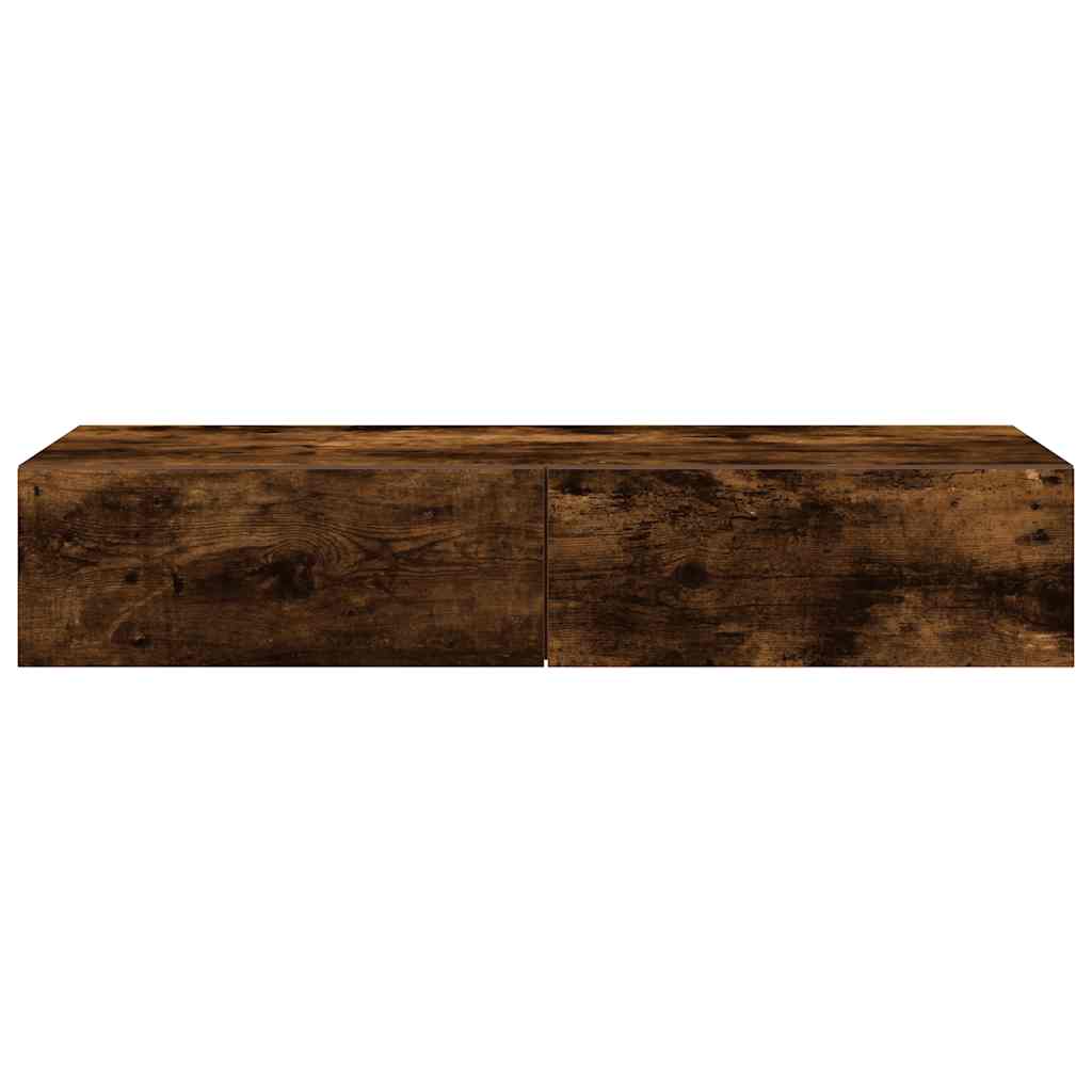 vidaXL Półka ścienna z szufladami, przydymiony dąb, 100x36x19 cm