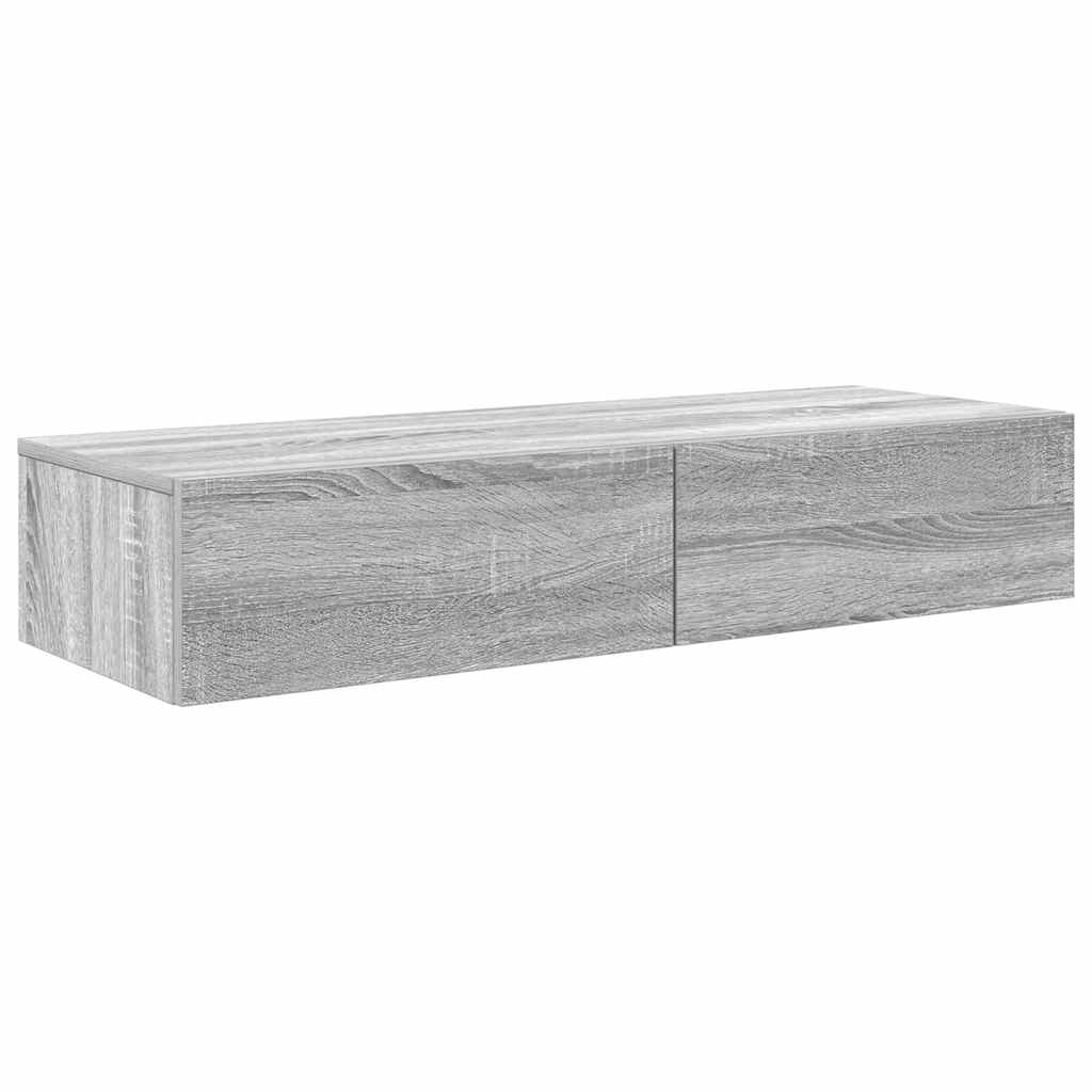 vidaXL Półka ścienna z szufladami, szary dąb sonoma, 100x36x19 cm