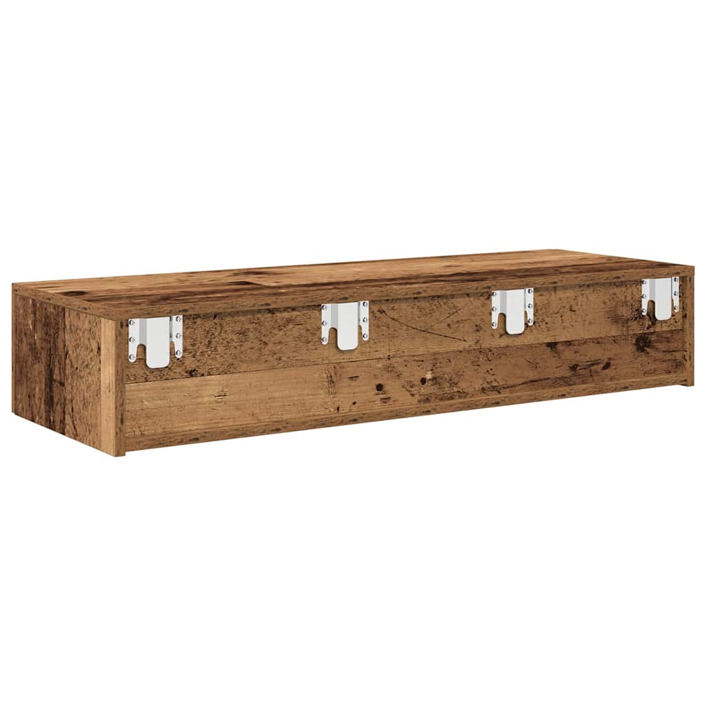 vidaXL Półka ścienna z szufladami, stare drewno, 100x36x19 cm