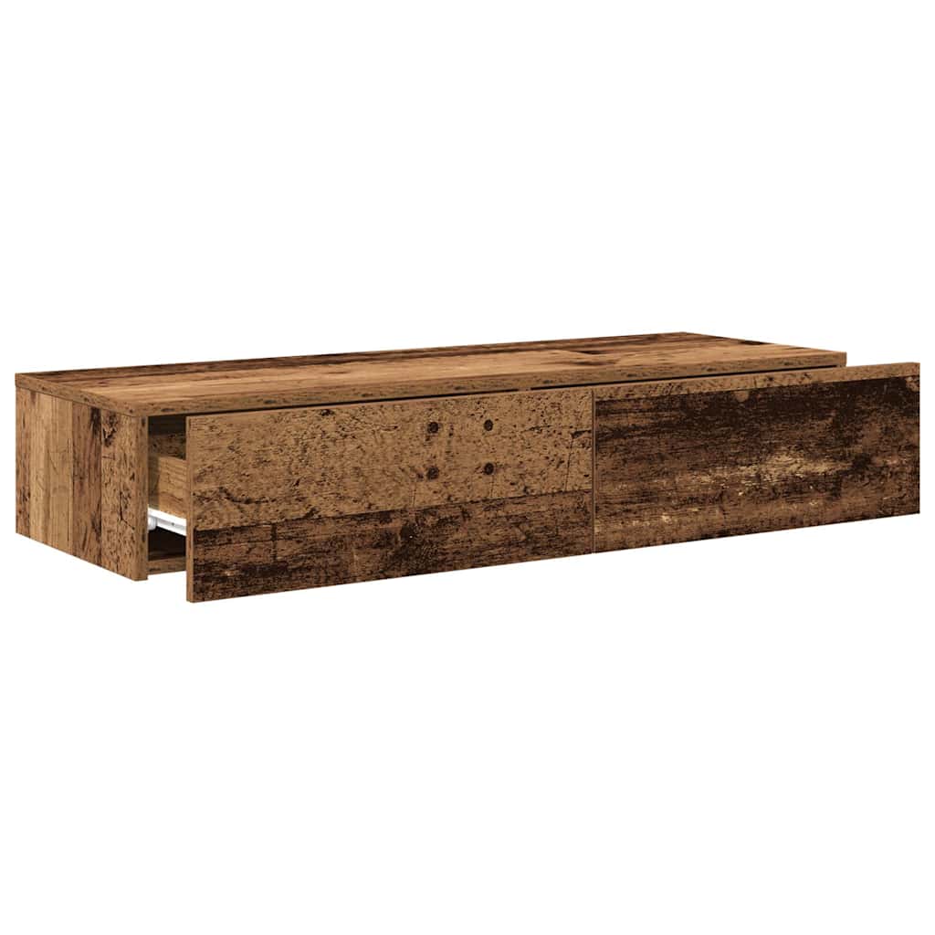 vidaXL Półka ścienna z szufladami, stare drewno, 100x36x19 cm
