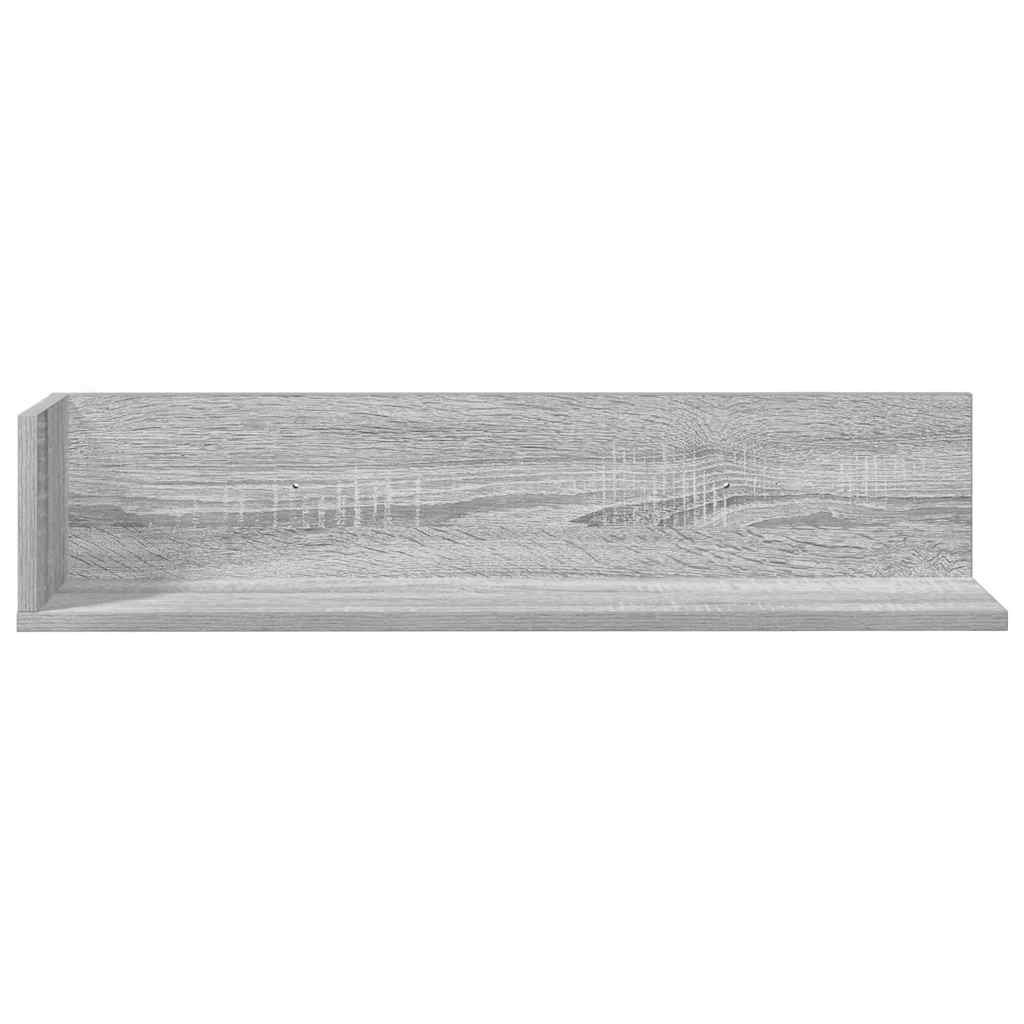 vidaXL Półki ścienne, 2 szt., szary dąb sonoma, 75x16,5x16,5 cm
