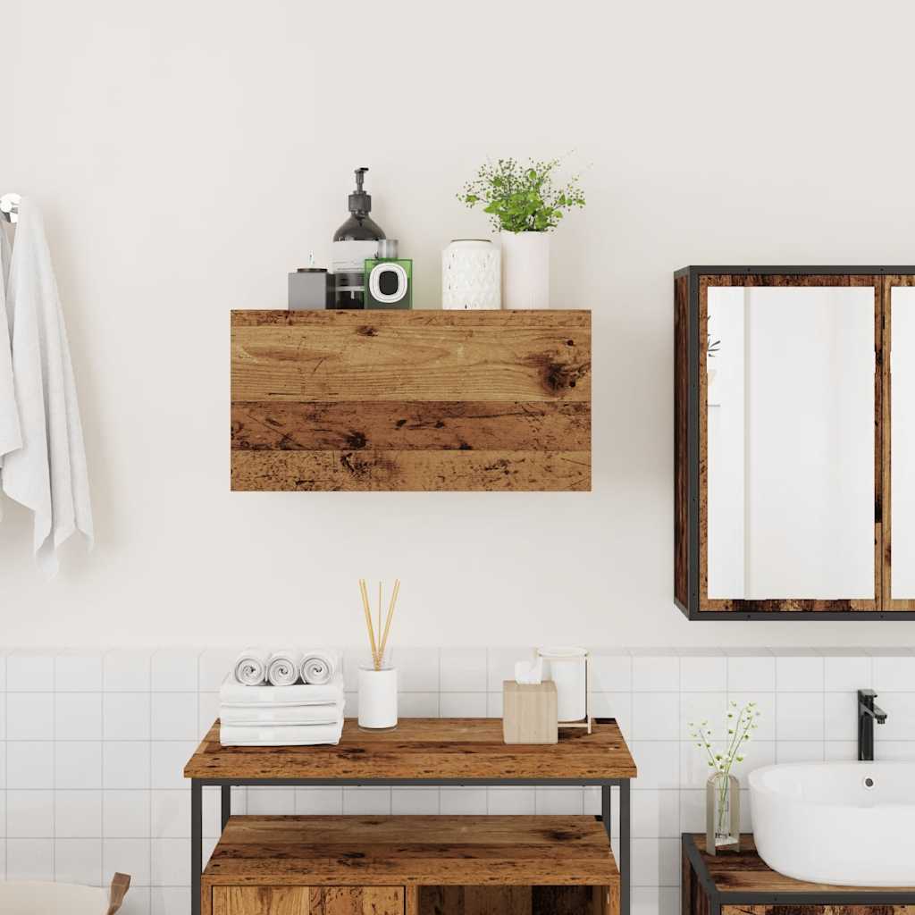 vidaXL Wisząca szafka łazienkowa, stare drewno, 60x25x30 cm