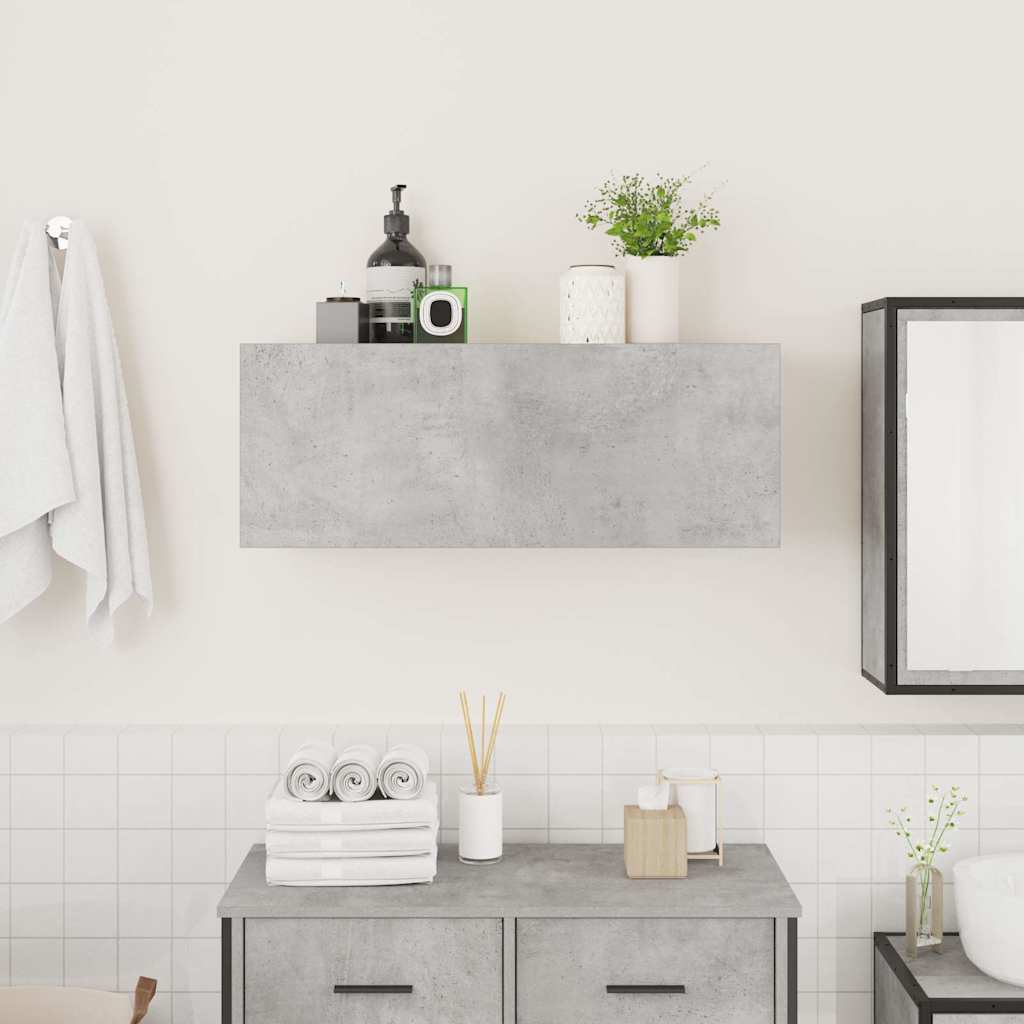 vidaXL Wisząca szafka łazienkowa, szarość betonu, 80x25x30 cm