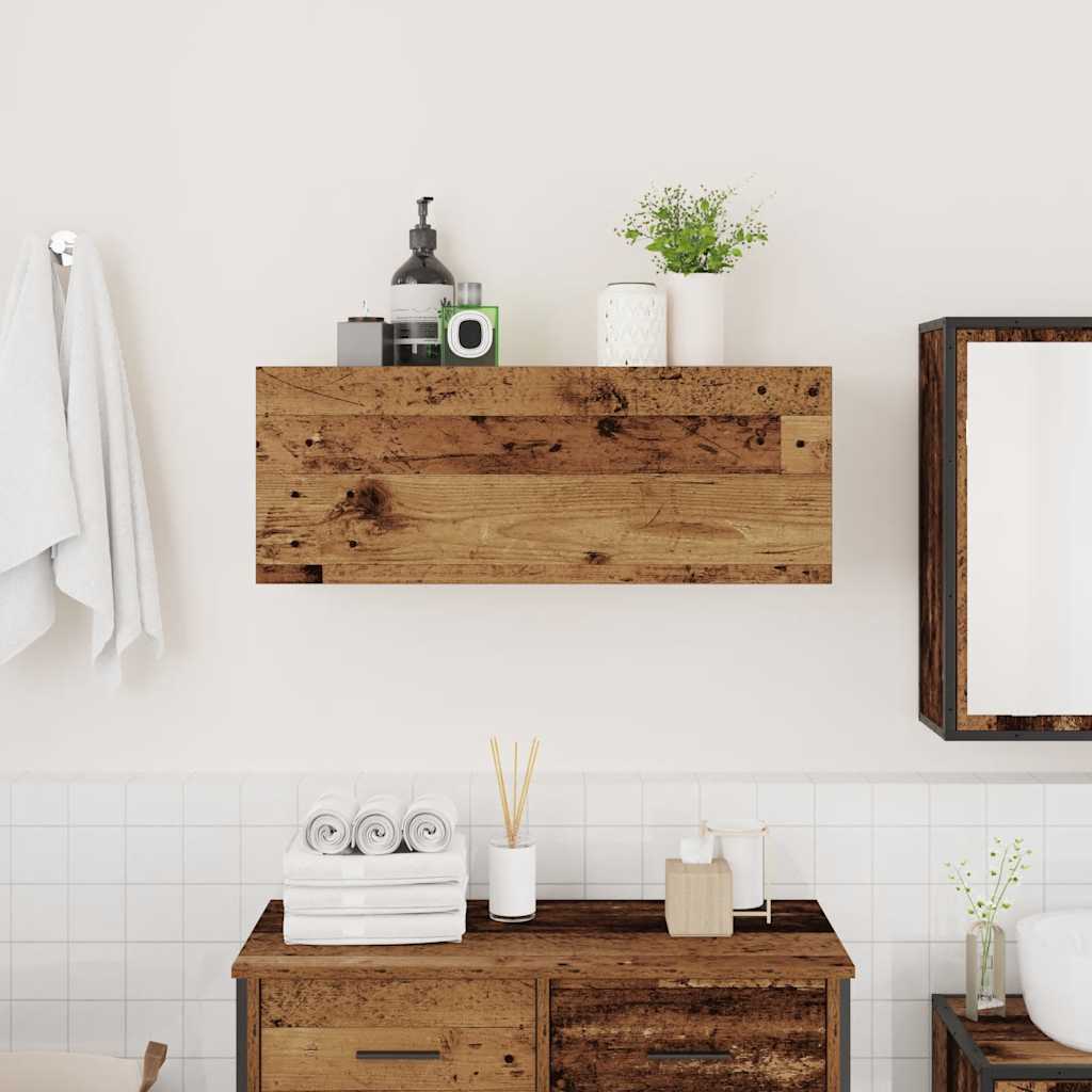 vidaXL Wisząca szafka łazienkowa, stare drewno, 80x25x30 cm