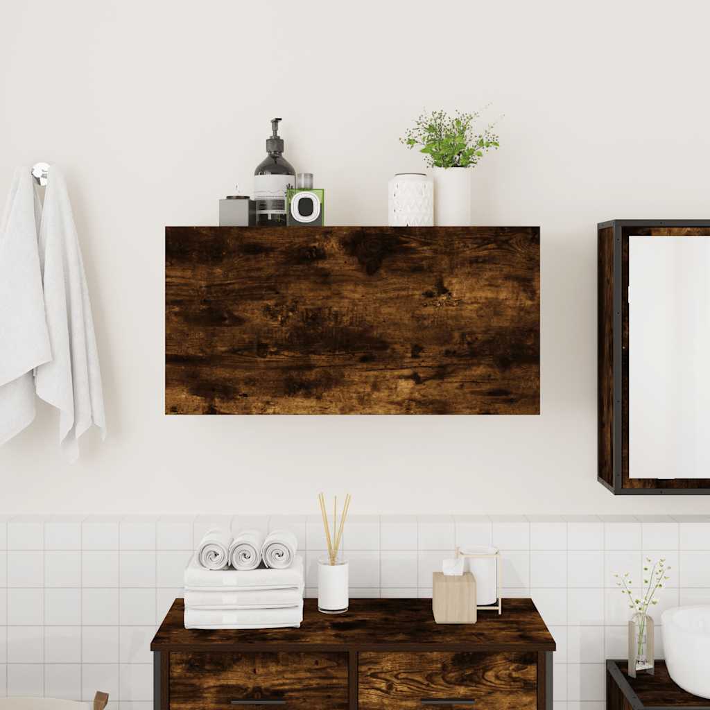 vidaXL Wisząca szafka łazienkowa, przydymiony dąb, 80x25x40 cm