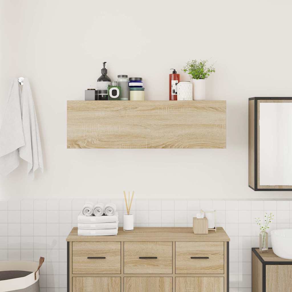 vidaXL Wisząca szafka łazienkowa, dąb sonoma, 100x25x30 cm