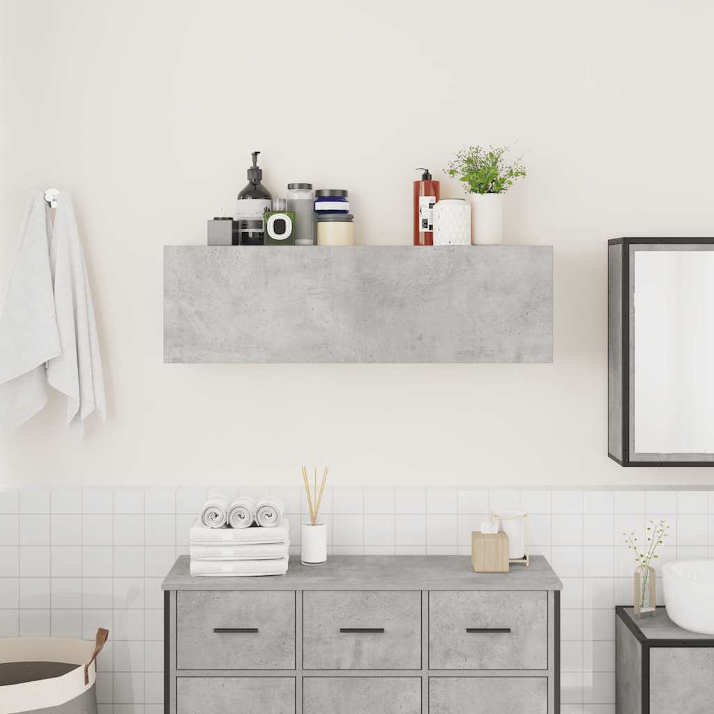 vidaXL Wisząca szafka łazienkowa, szarość betonu, 100x25x30 cm