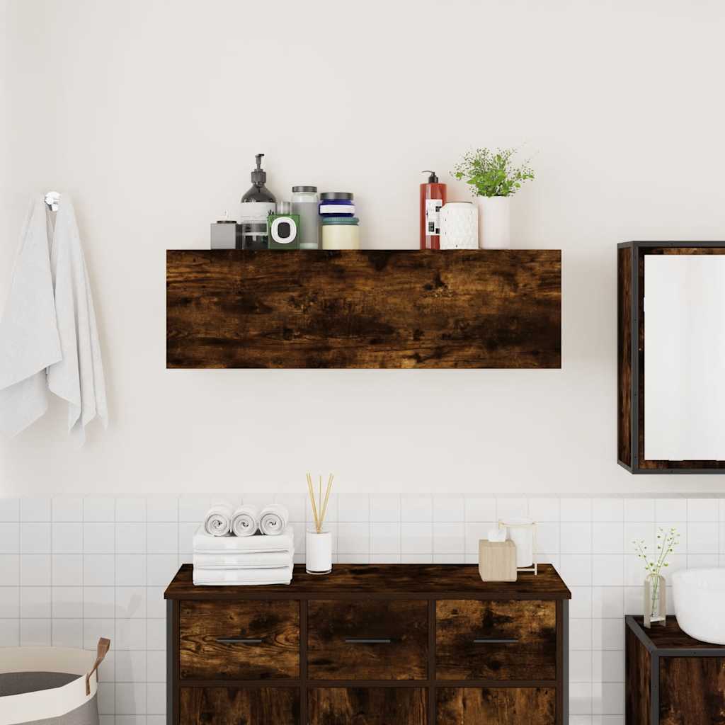 vidaXL Wisząca szafka łazienkowa, przydymiony dąb, 100x25x30 cm