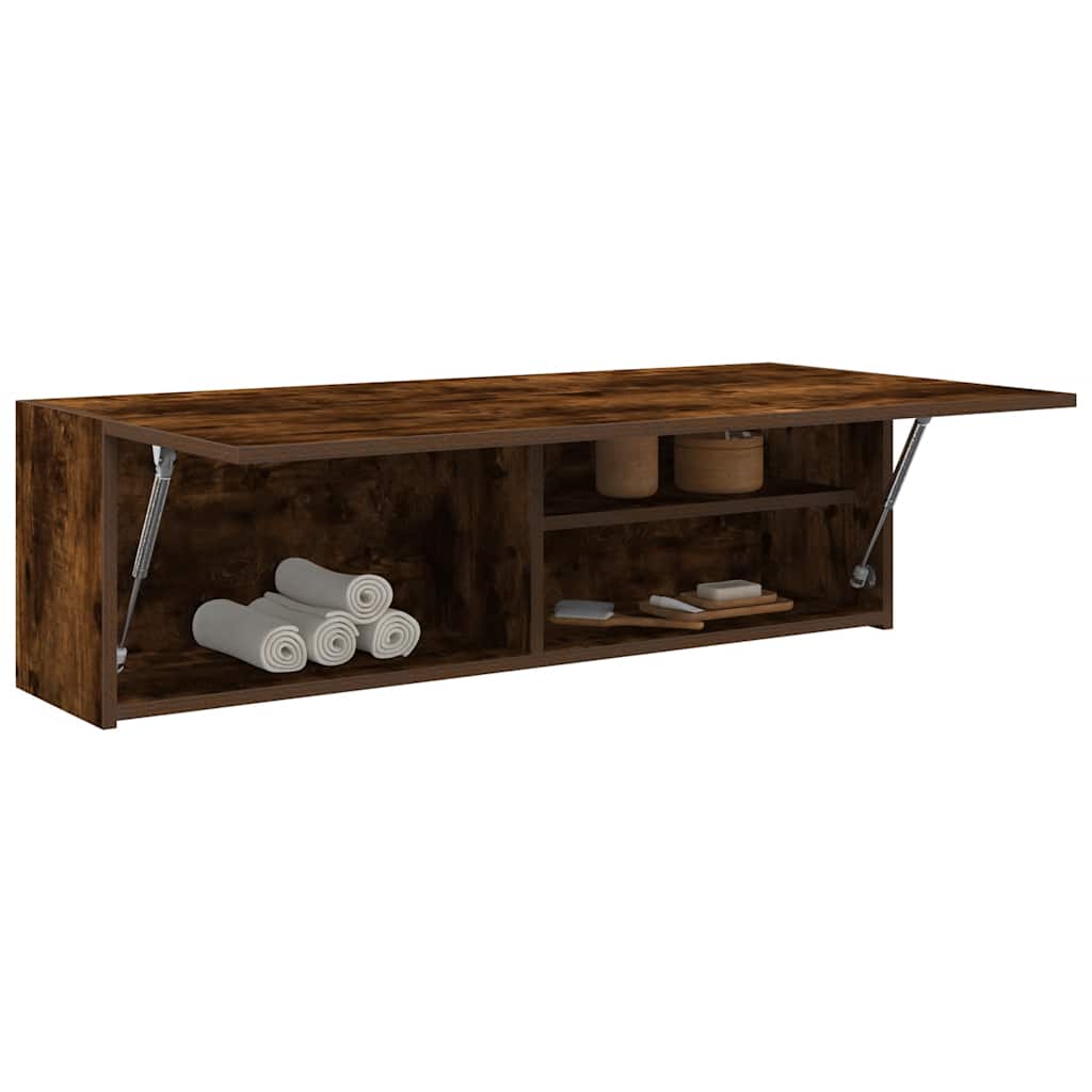 vidaXL Wisząca szafka łazienkowa, przydymiony dąb, 100x25x30 cm