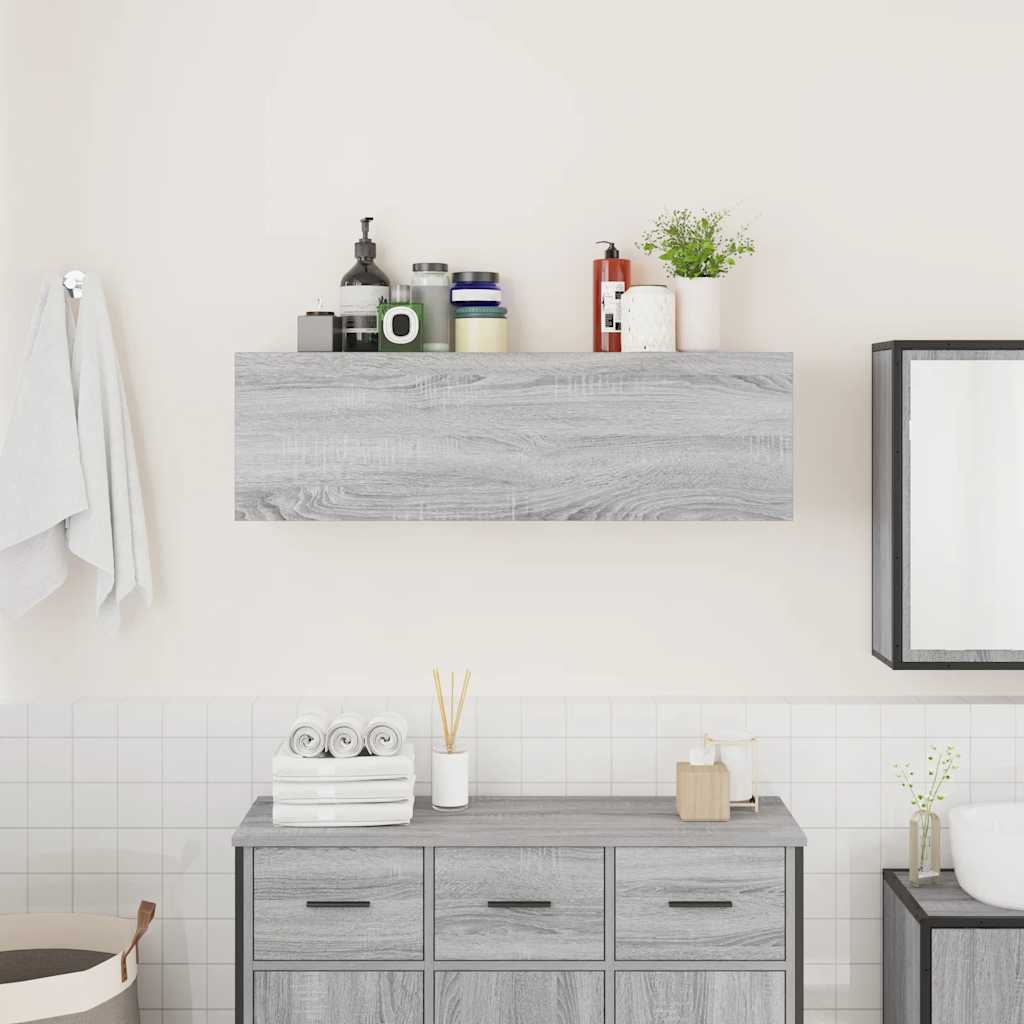 vidaXL Wisząca szafka łazienkowa, szary dąb sonoma, 100x25x30 cm