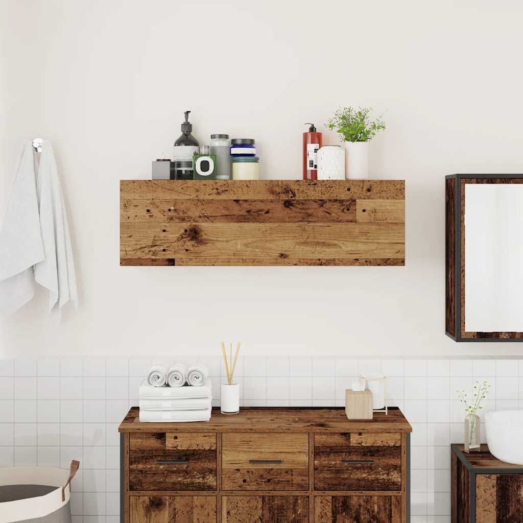 vidaXL Wisząca szafka łazienkowa, stare drewno, 100x25x30 cm