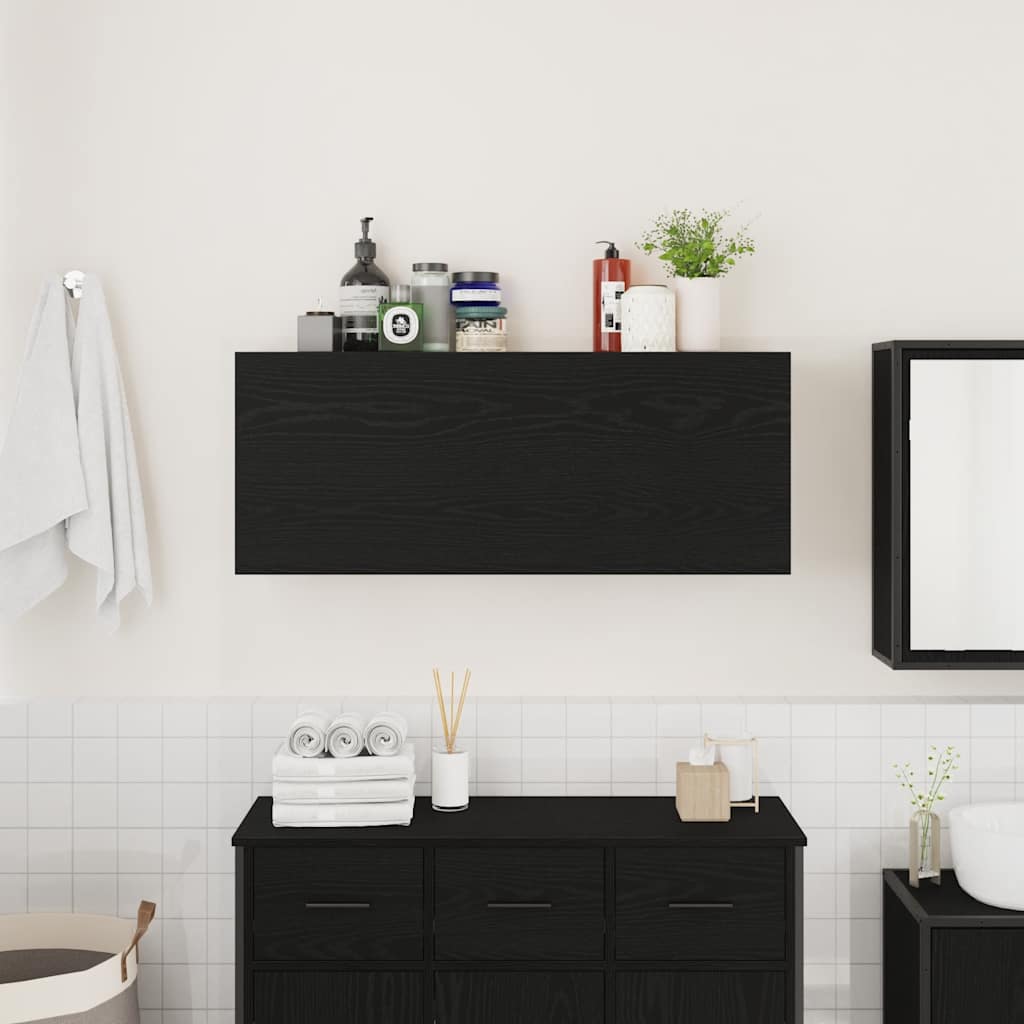 vidaXL Wisząca szafka łazienkowa, czarna, 100x25x40 cm
