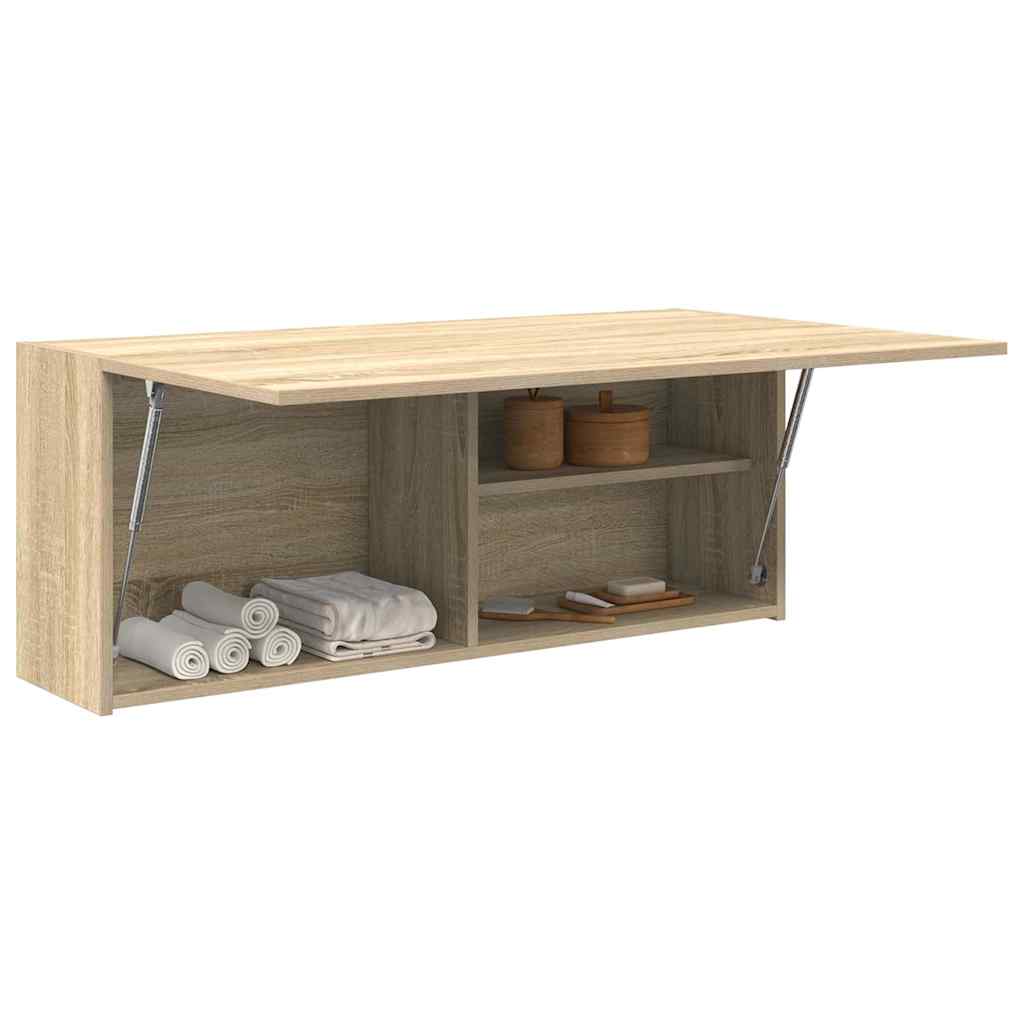 vidaXL Wisząca szafka łazienkowa, dąb sonoma, 100x25x40 cm
