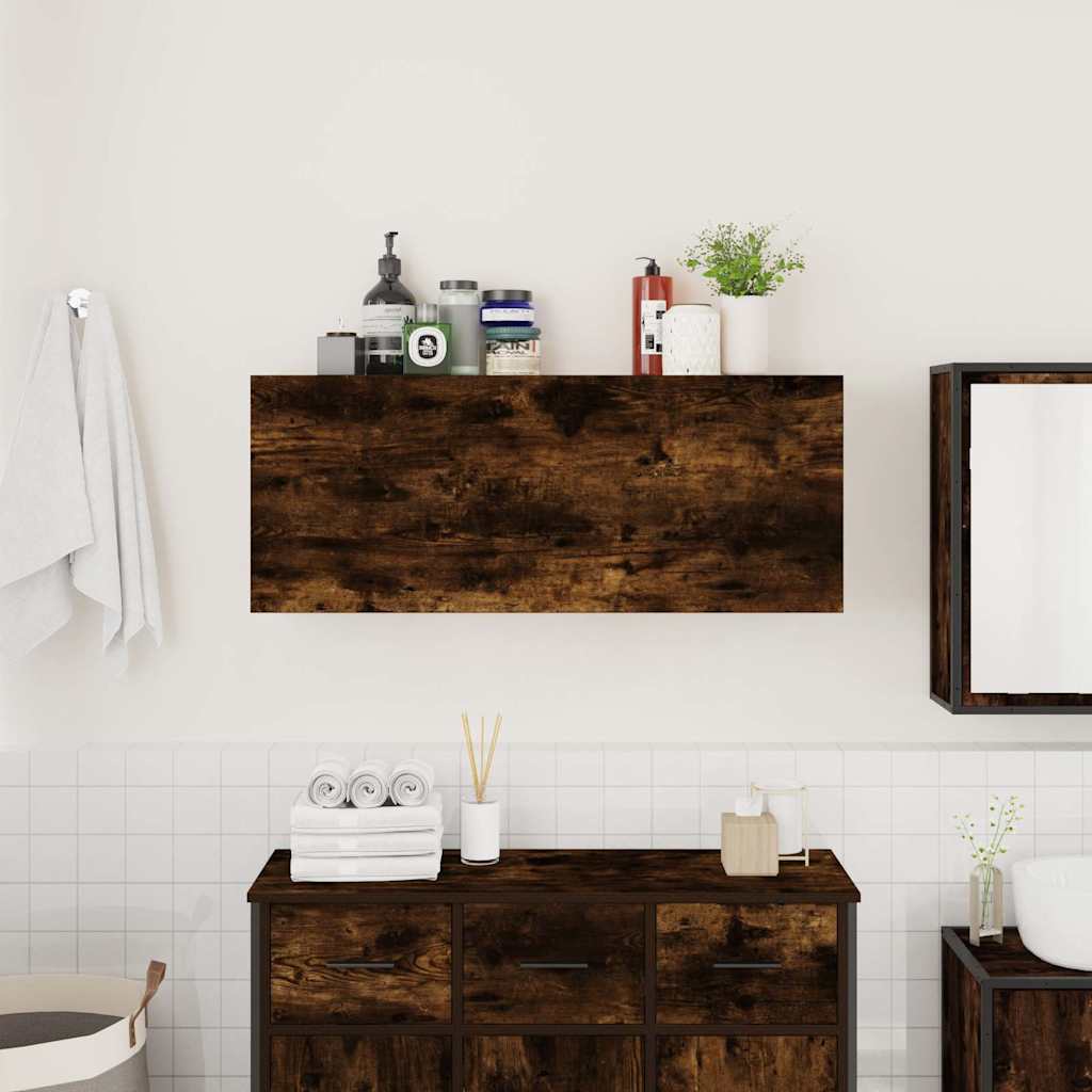 vidaXL Wisząca szafka łazienkowa, przydymiony dąb, 100x25x40 cm