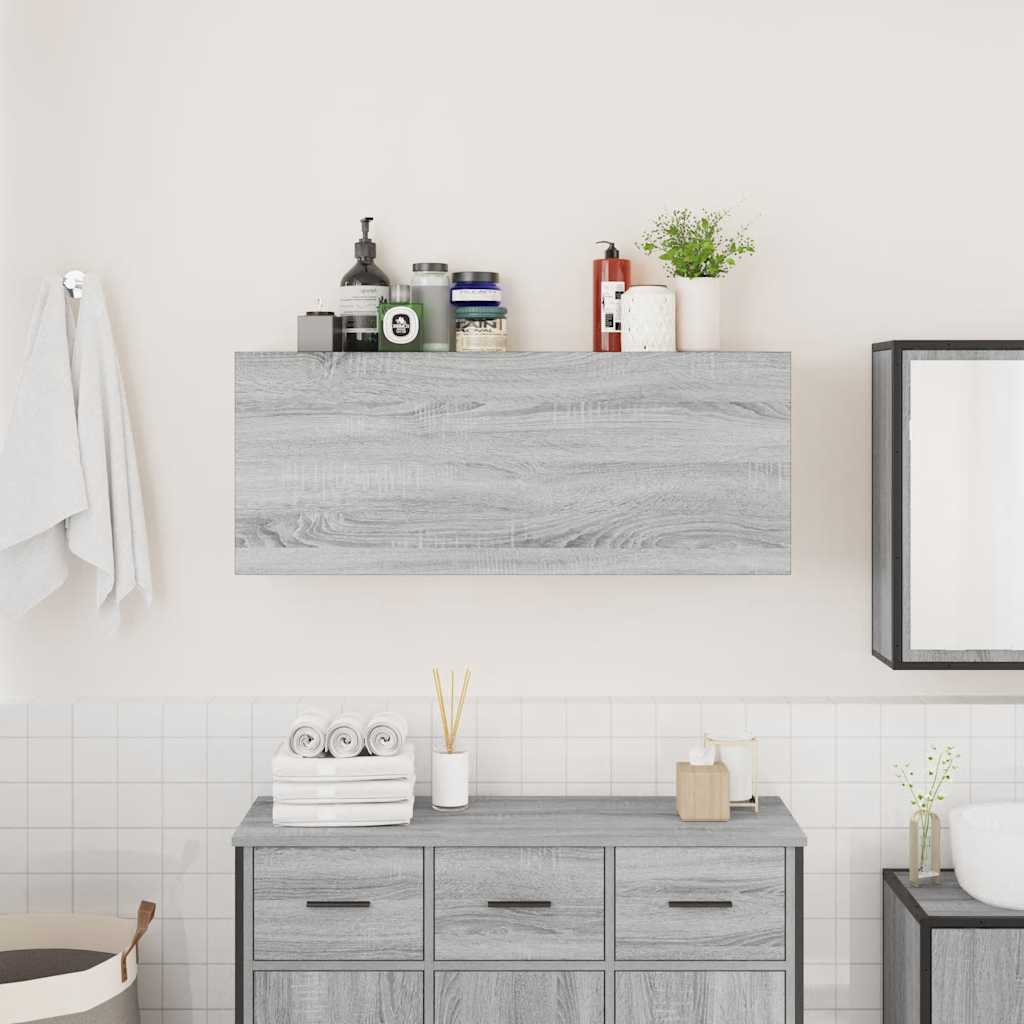 vidaXL Wisząca szafka łazienkowa, szary dąb sonoma, 100x25x40 cm