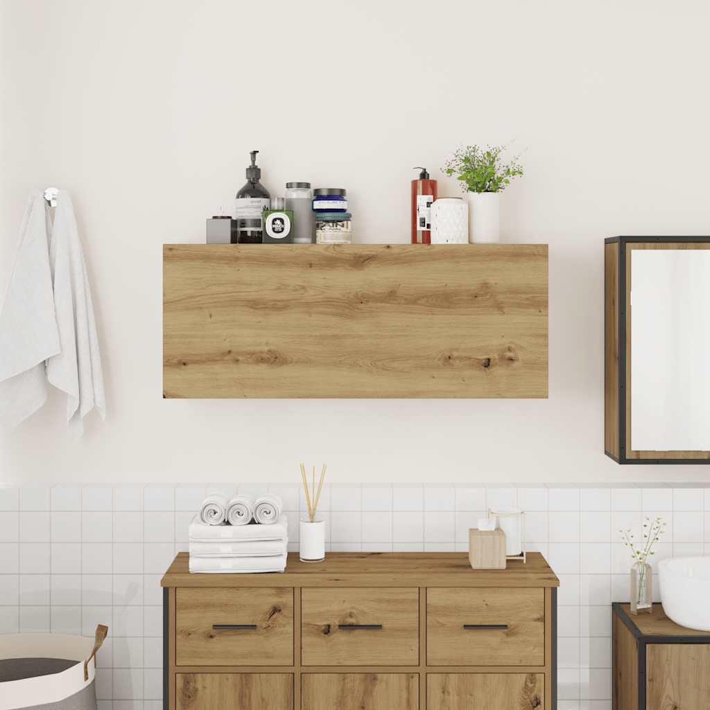 vidaXL Wisząca szafka łazienkowa, dąb artisan, 100x25x40 cm
