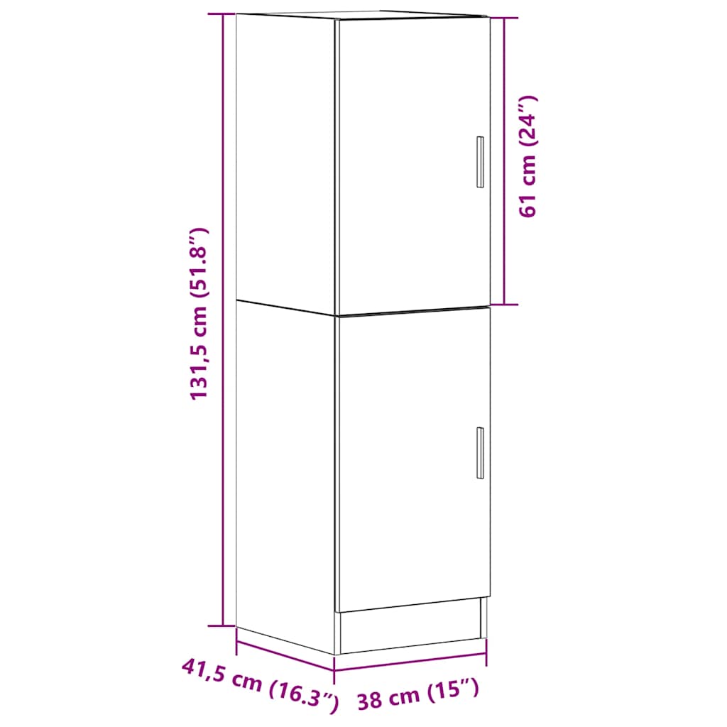 vidaXL Szafka kuchenna, czarna 38x41,5x131,5cm materiał drewnopochodny