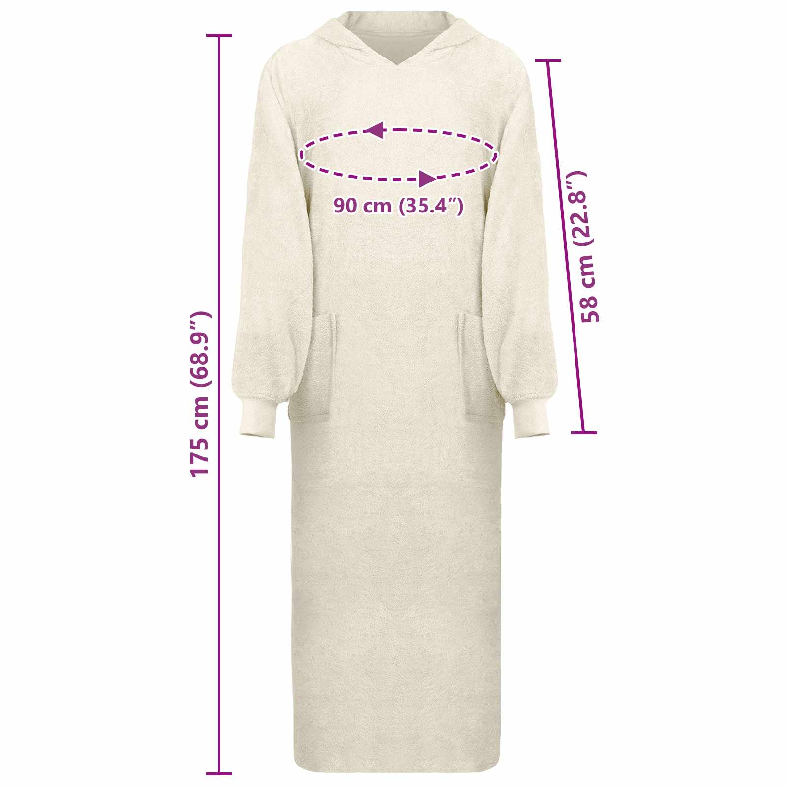 vidaXL Bluza-koc KINN Kremowy XXL bawełna