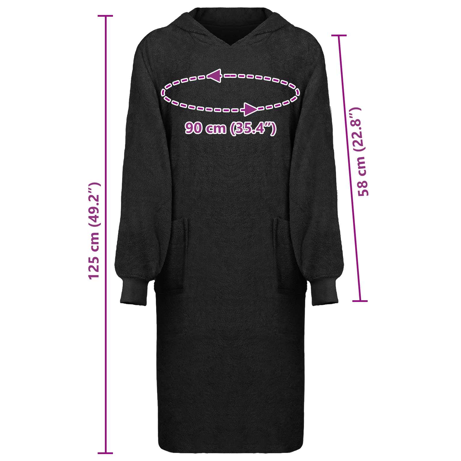 vidaXL Bluza-koc KINN Czarny XL bawełna