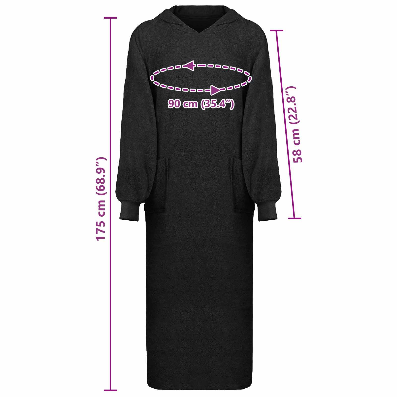 vidaXL Bluza-koc KINN Czarny XXL bawełna