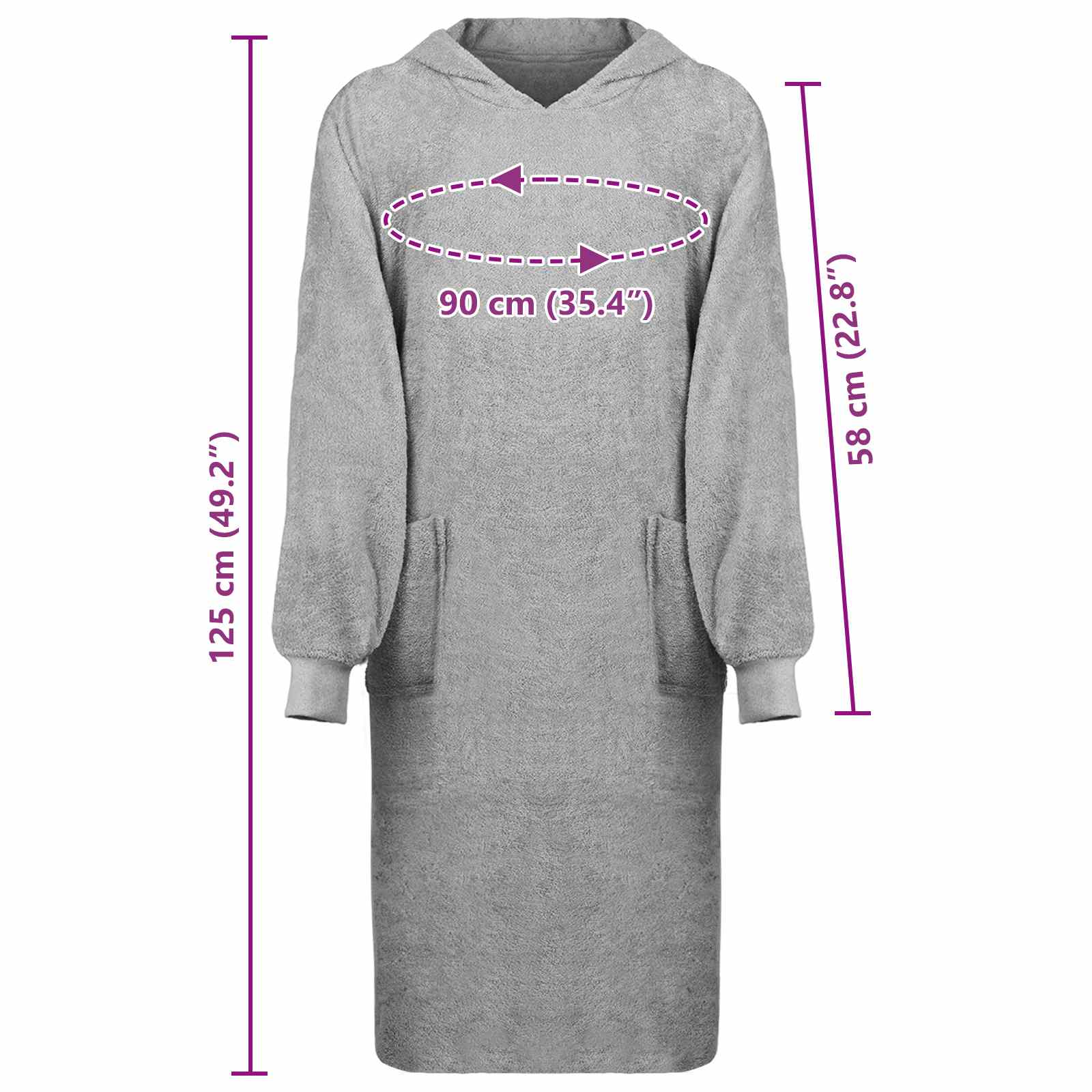 vidaXL Bluza-koc KINN Szary XL bawełna