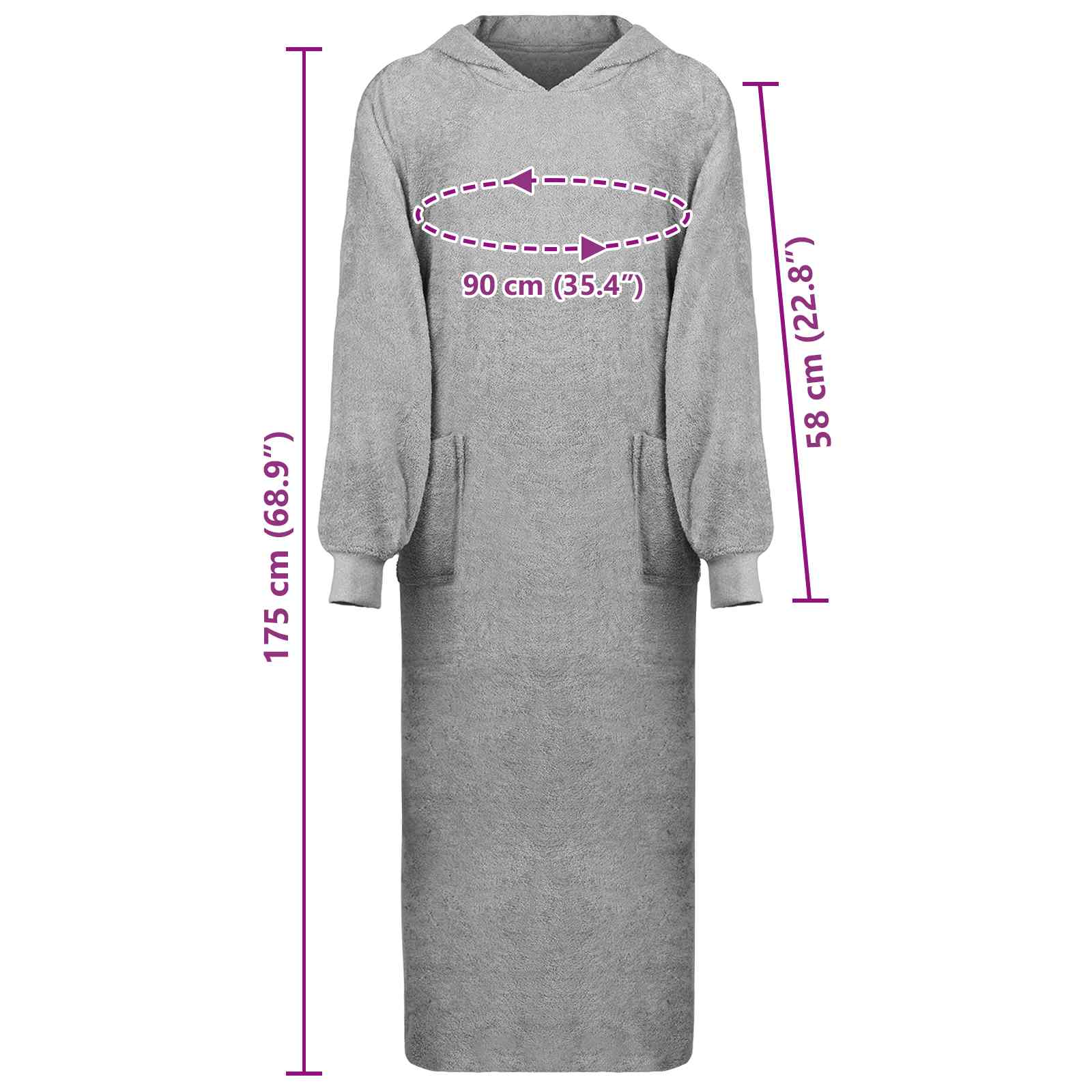 vidaXL Bluza-koc KINN Szary XXL bawełna