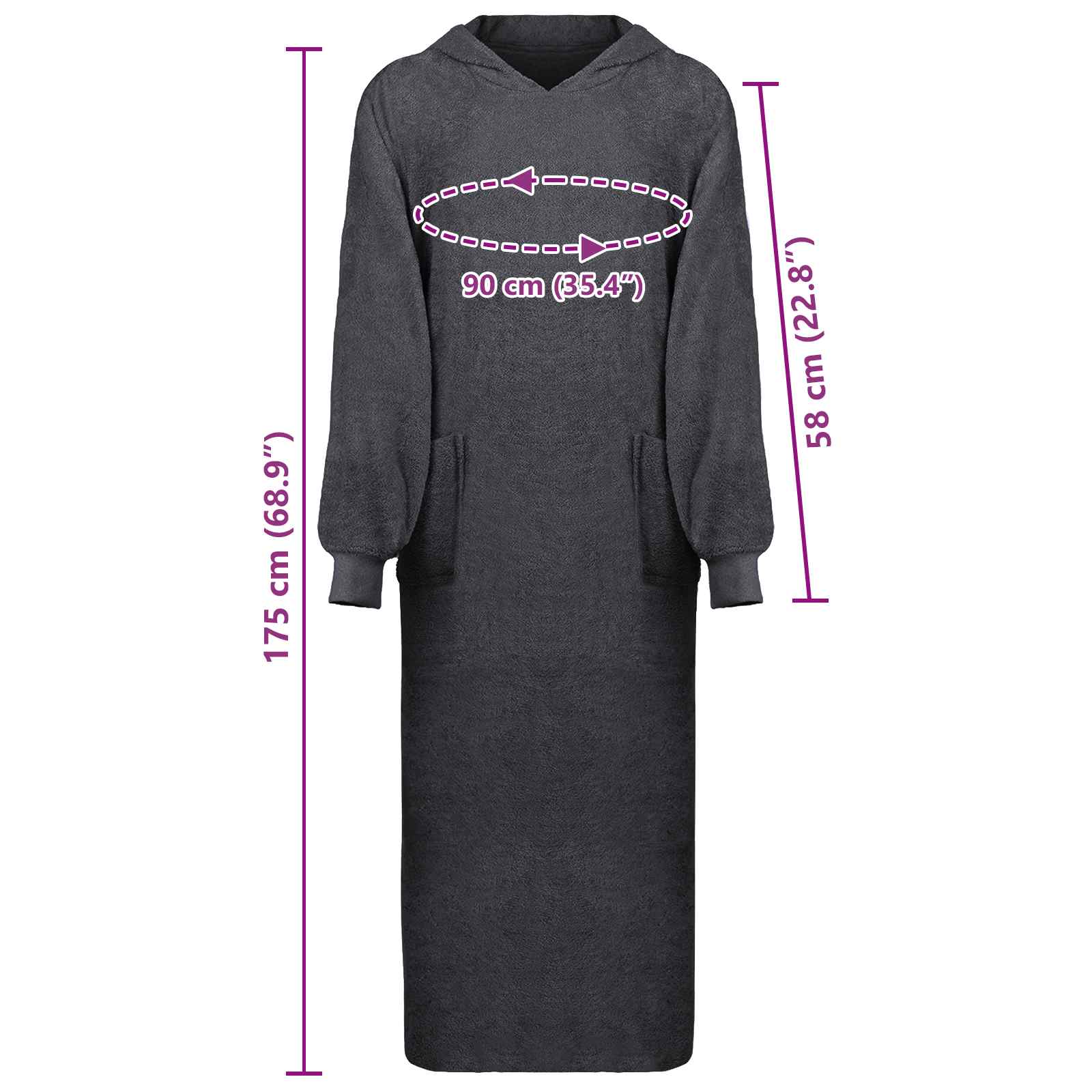 vidaXL Bluza-koc KINN Antracyt XXL bawełna