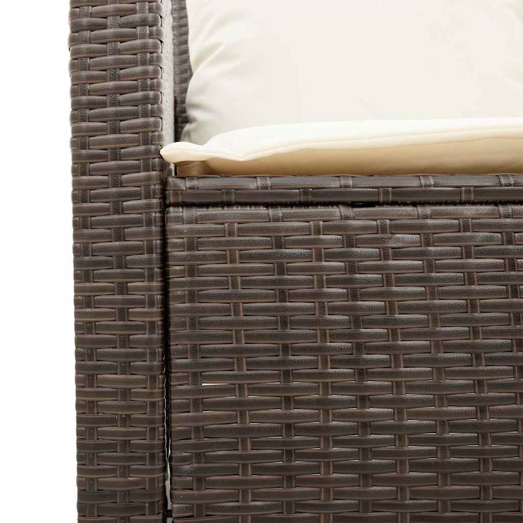 vidaXL Sofa ogrodowa 2-osobowa z poduszkami i stołem Brązowy