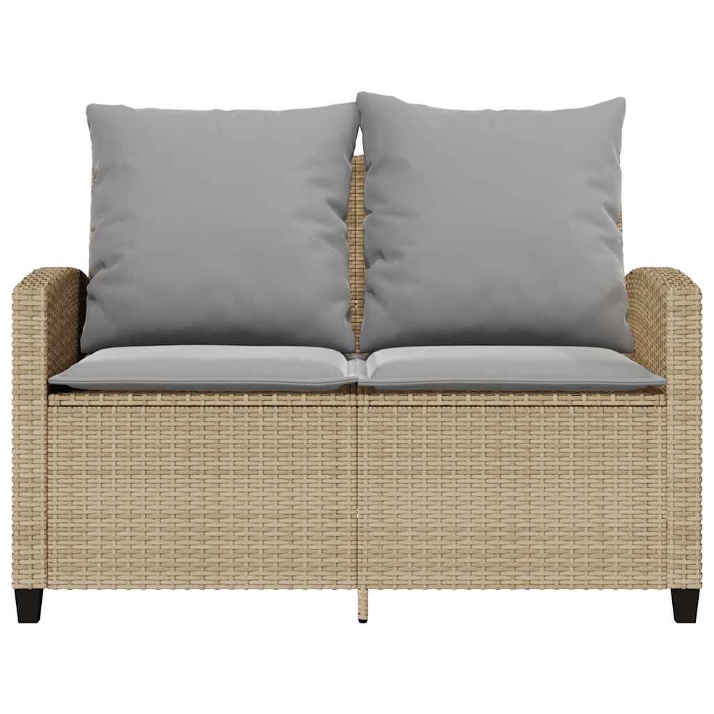 vidaXL Sofa ogrodowa 2-osobowa z poduszkami i stołem beżowa