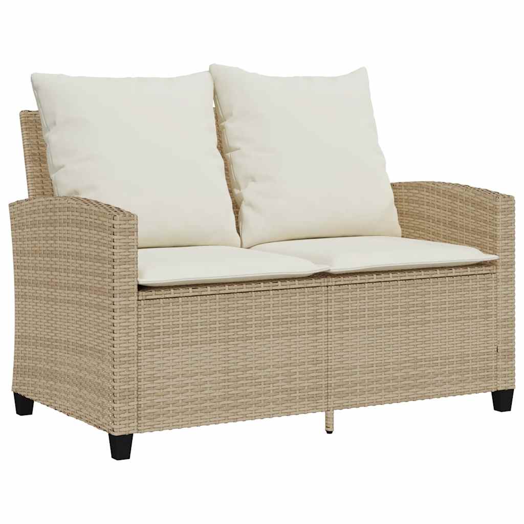 vidaXL Sofa ogrodowa 2-osobowa z poduszkami i stołem beżowa