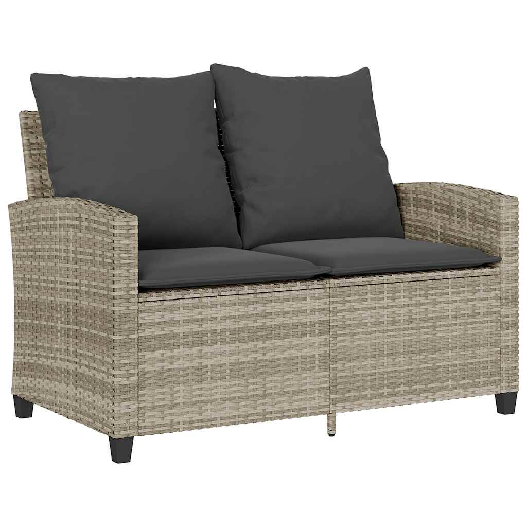 vidaXL Sofa ogrodowa 2-osobowa z poduszkami i stołem Jasnoszary