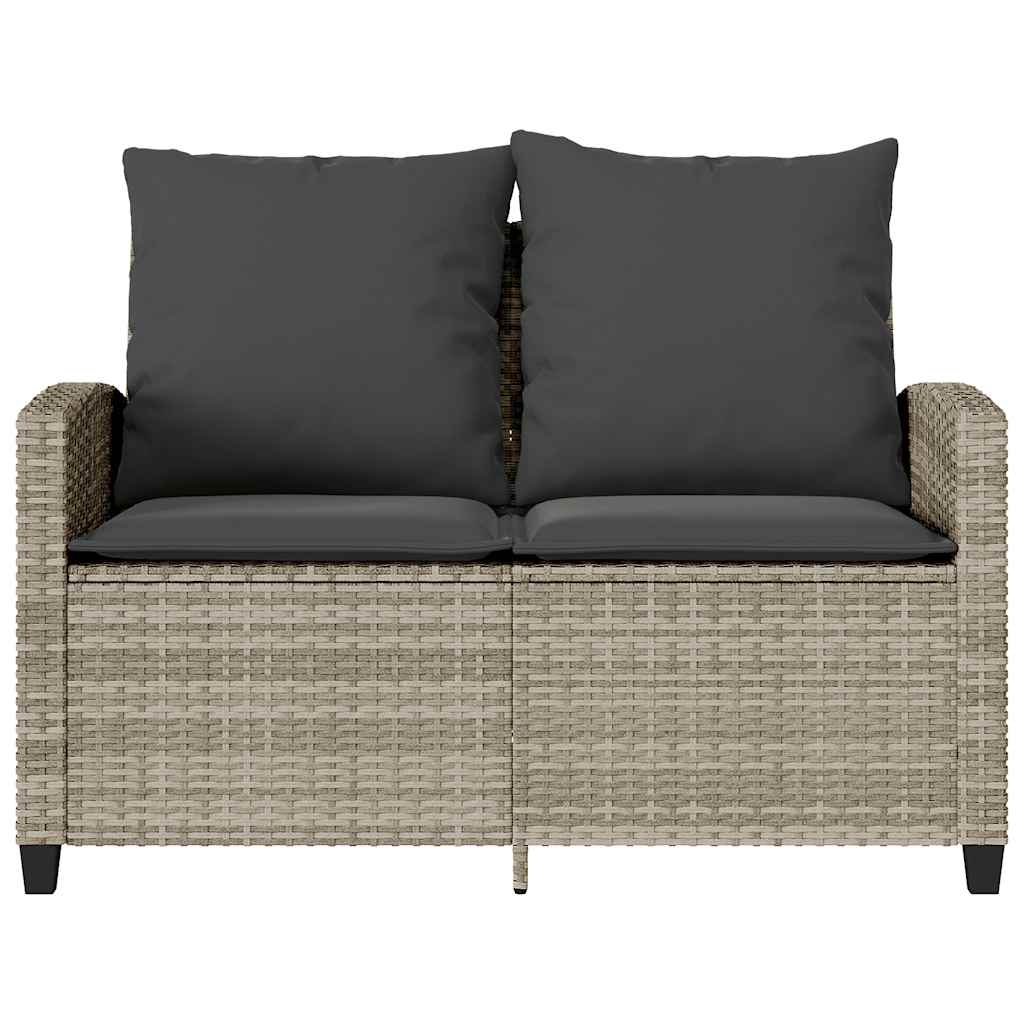 vidaXL Sofa ogrodowa 2-osobowa z poduszkami i stołem Jasnoszary