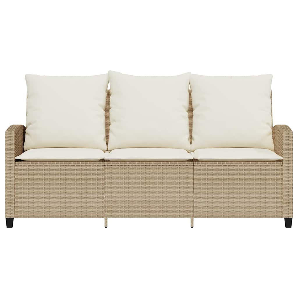 vidaXL Sofa ogrodowa 3-osobowa z poduszkami i stołem beżowa