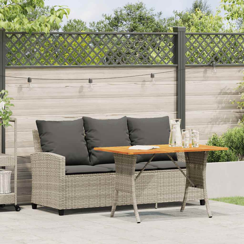 vidaXL Sofa ogrodowa 3-osobowa z poduszkami i stołem Jasnoszary