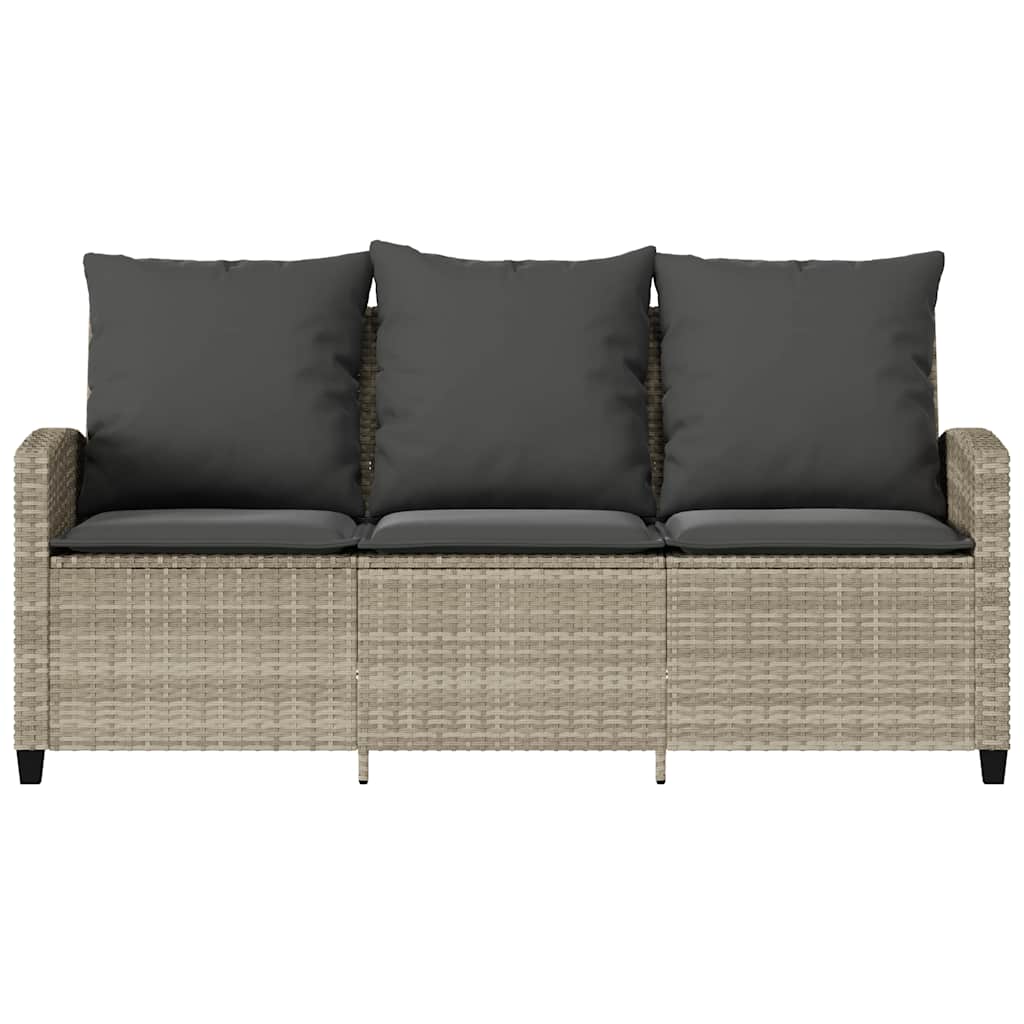 vidaXL Sofa ogrodowa 3-osobowa z poduszkami i stołem Jasnoszary